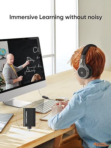 Miniatura 7 de CableCreation Adaptador de audio USB Tarjeta de sonido externa con auriculares de 0.138 in y conector de micrófono compatible con Windows, Mac,