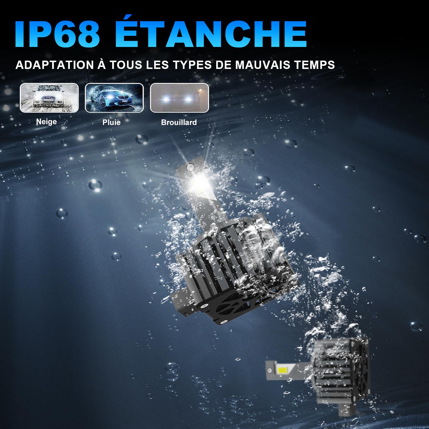 Ampoule LED D1S 40000LM, 140W 6500K Blanc Extrêmement Lumineux pour Phares de Voiture, 1:1 Remplace Les Ampoules Xénon HID, Plug et Play (2pcs)