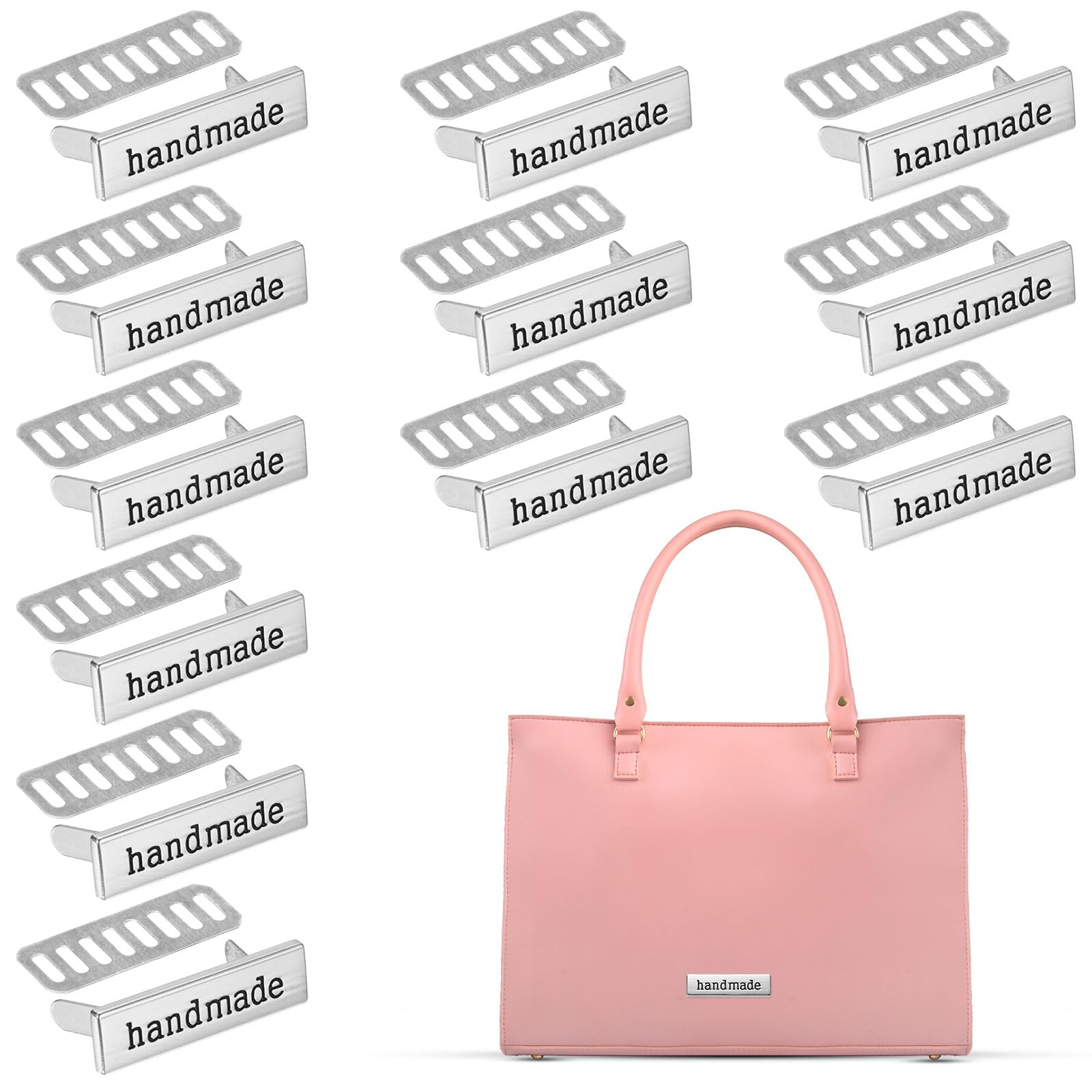 TIXIPEM 12PCS Metal Rectangle Tags Label 1.38 x 0.39 in, Silver Tone — image 1