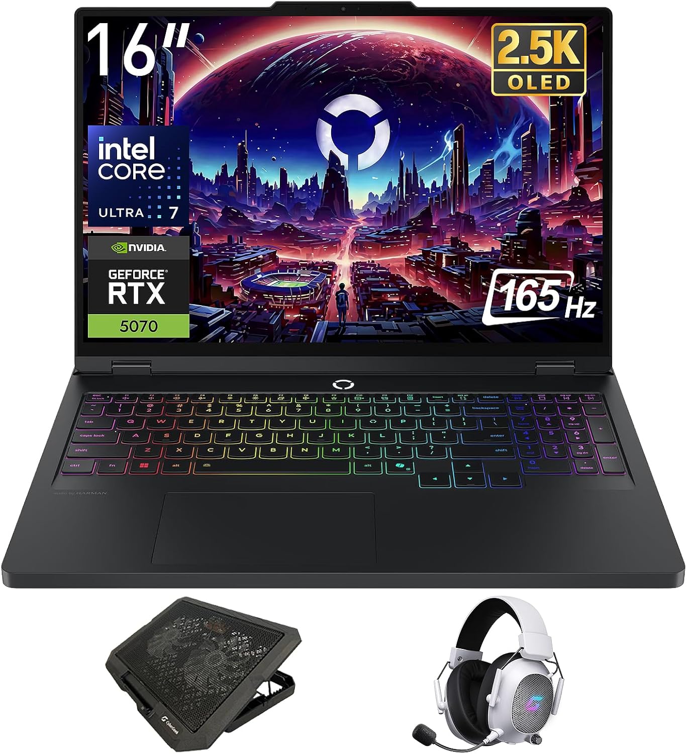 Lenovo Legion Pro 5i 16’’ Gaming Laptop, Intel 20-Core Ultra 7 255HX, RTX 5070, WQXGA OLED 165HZ Display, 16GB DDR5 RAM 1TB SSD, RGB Backlit, Wi-Fi 7, Win 11 Home with Mytrix Accessory