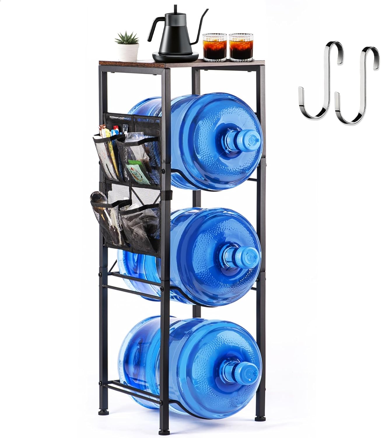 5 Gallon Water Jug Bottle Holder – 3-Tier Water Jug Rack Stand with Top Storage Shelf for Office, Kitchen, Living Room 5 Gallon Water Jug Bottle Holder – 3-Tier Water Jug Rack Stand with Top Storage Shelf for Office, Kitchen, Living Room