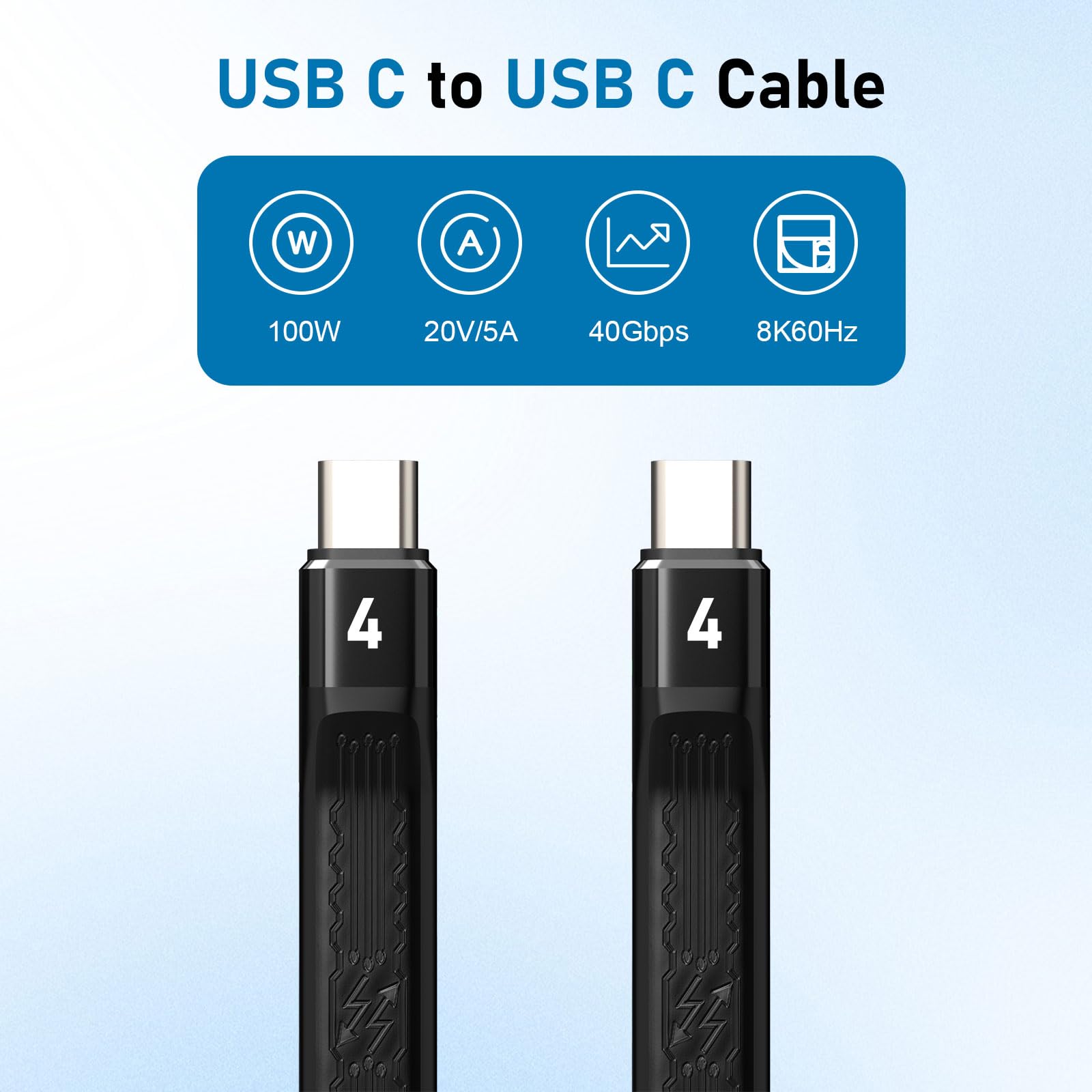 Gbformat Cavo USB C to USB C Corto 100W Maschio a Maschio Ricarica Dati Cavo Compatibile con Thunderbolt 4, Cavo USB Type C Corto 40 Gbps da 13cm Cavo Dati per Phone, Laptop