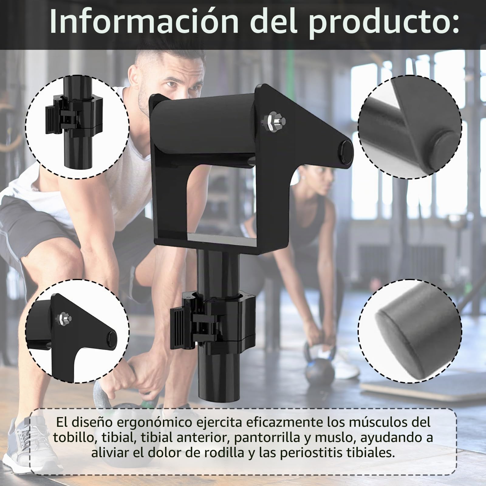 Entrenador de Tibial, Barra Separadora de Piernas para Gimnasio Entrenamiento al Aire Libre Maquina Estirar Piernas con Abrazadera de Barra para Discos de Pesas de 2,5 o 5 cm