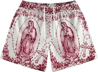 MECH-ENG Mens Paisley Shorts Graphic Print Casual Bandana Retro Lightweight Running Boxing Mesh Boho Shorts