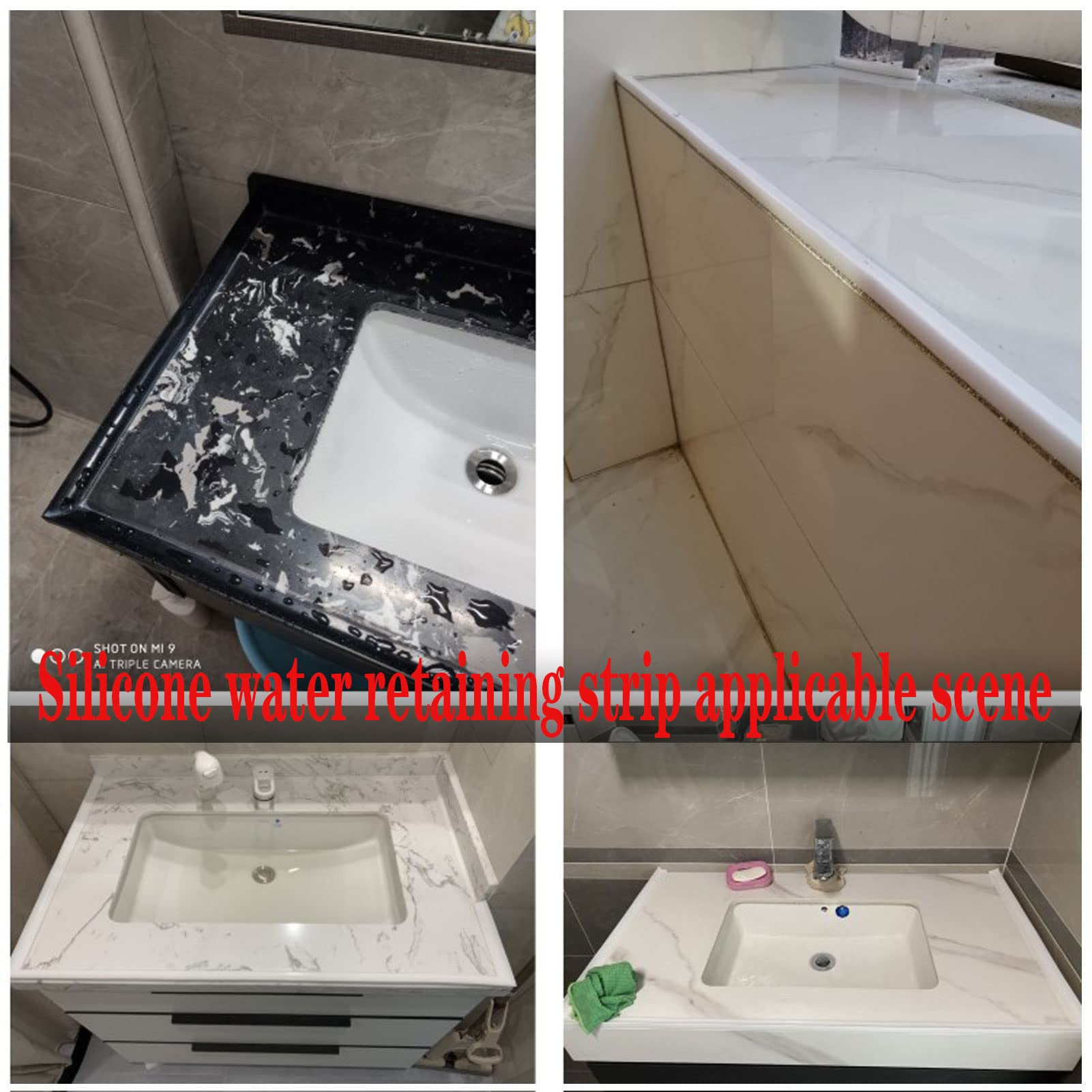 Tira de sellado de silicona flexible de 80 cm, sellador de retención de agua para baño, habitación húmeda, bandeja de ducha, barrera de suelo y tira selladora, fácil instalación y sello duradero que