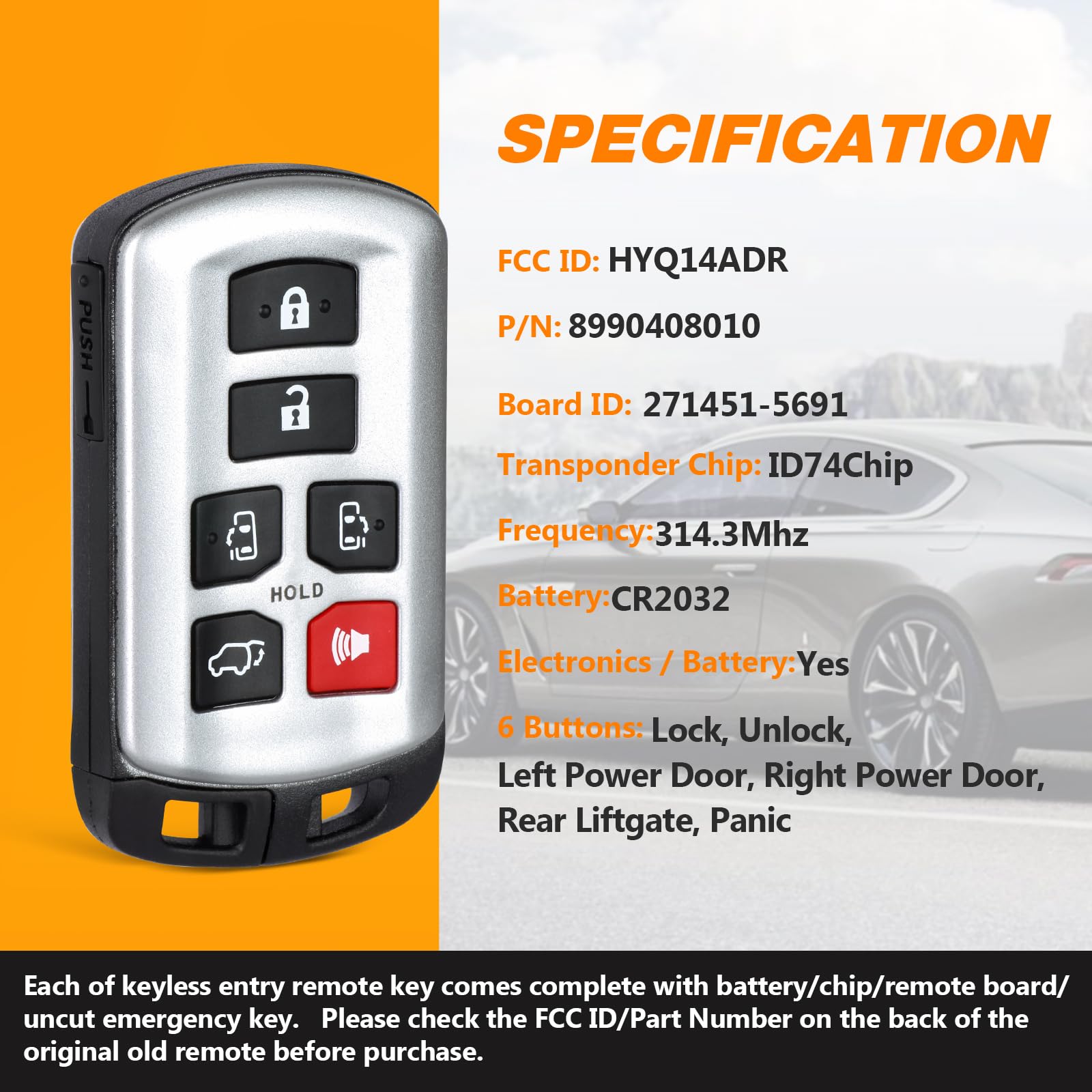 2021 Toyota Sienna Smart Key Fob PN: 8990H-08021 2021 Toyota Sienna Smart Key Fob PN: 8990H-08021