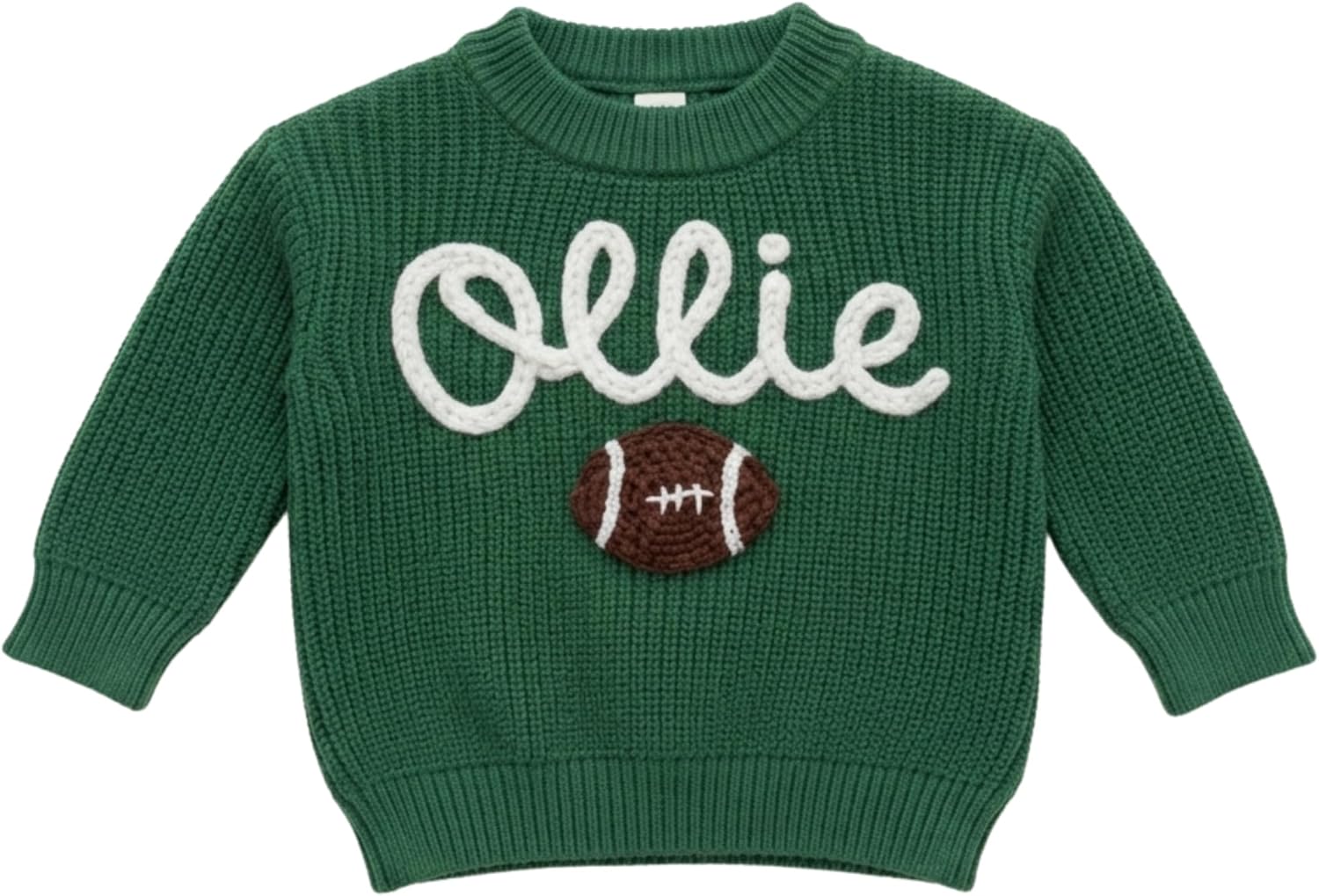 Custom Football & Name Sweater, Personalized Embroidery, Toddler Sports Fan Knit Jumper, Multiple Colors
