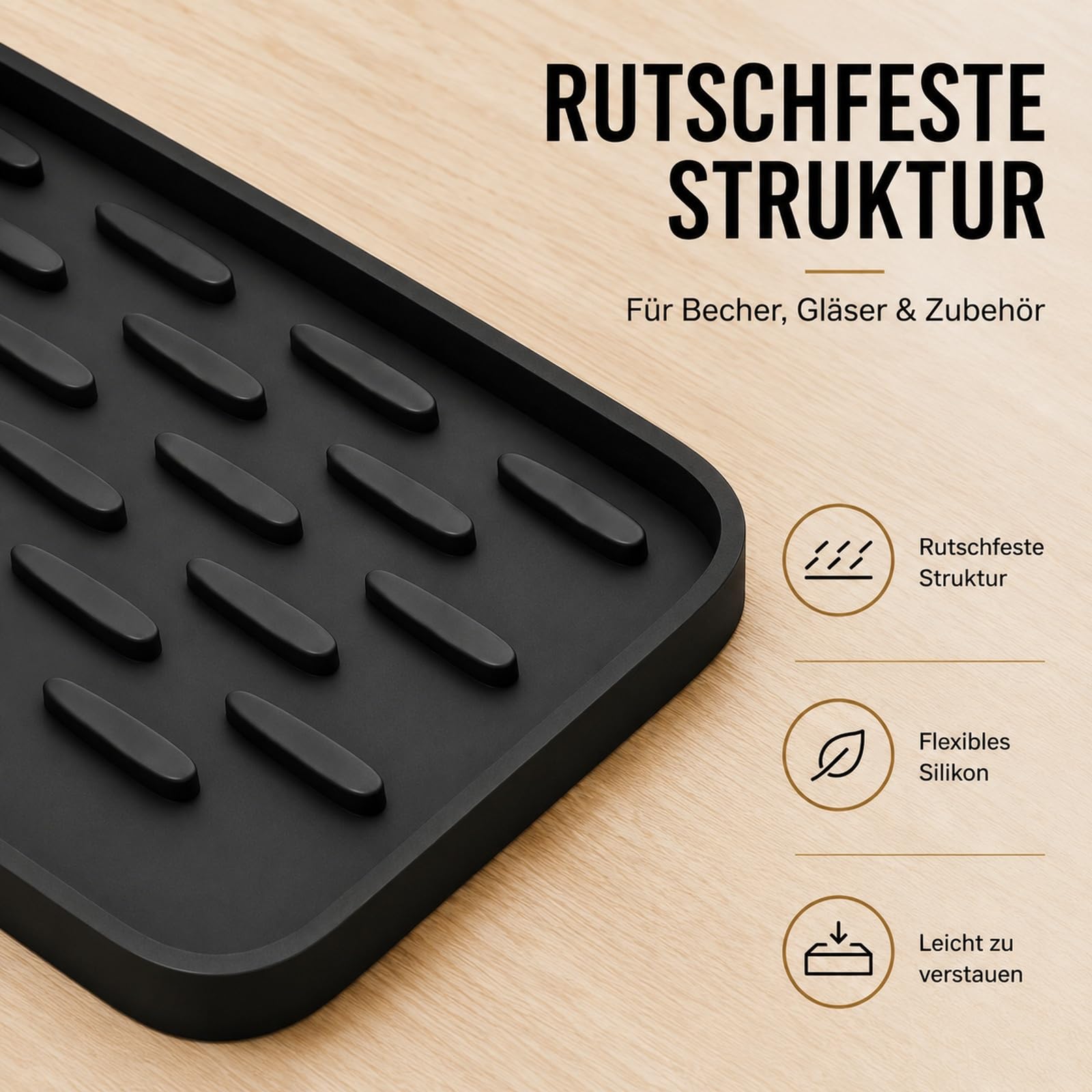 2-in-1 Silikonmatte für Ninja CREAMi & SLUSHi Zubehör, 60 x 40 cm mit Zusatzmatte – Arbeitsplattenmatte Unterlage mit erhöhtem 1 cm Rand, auslaufsicher, rutschfest & spülmaschinenfest
