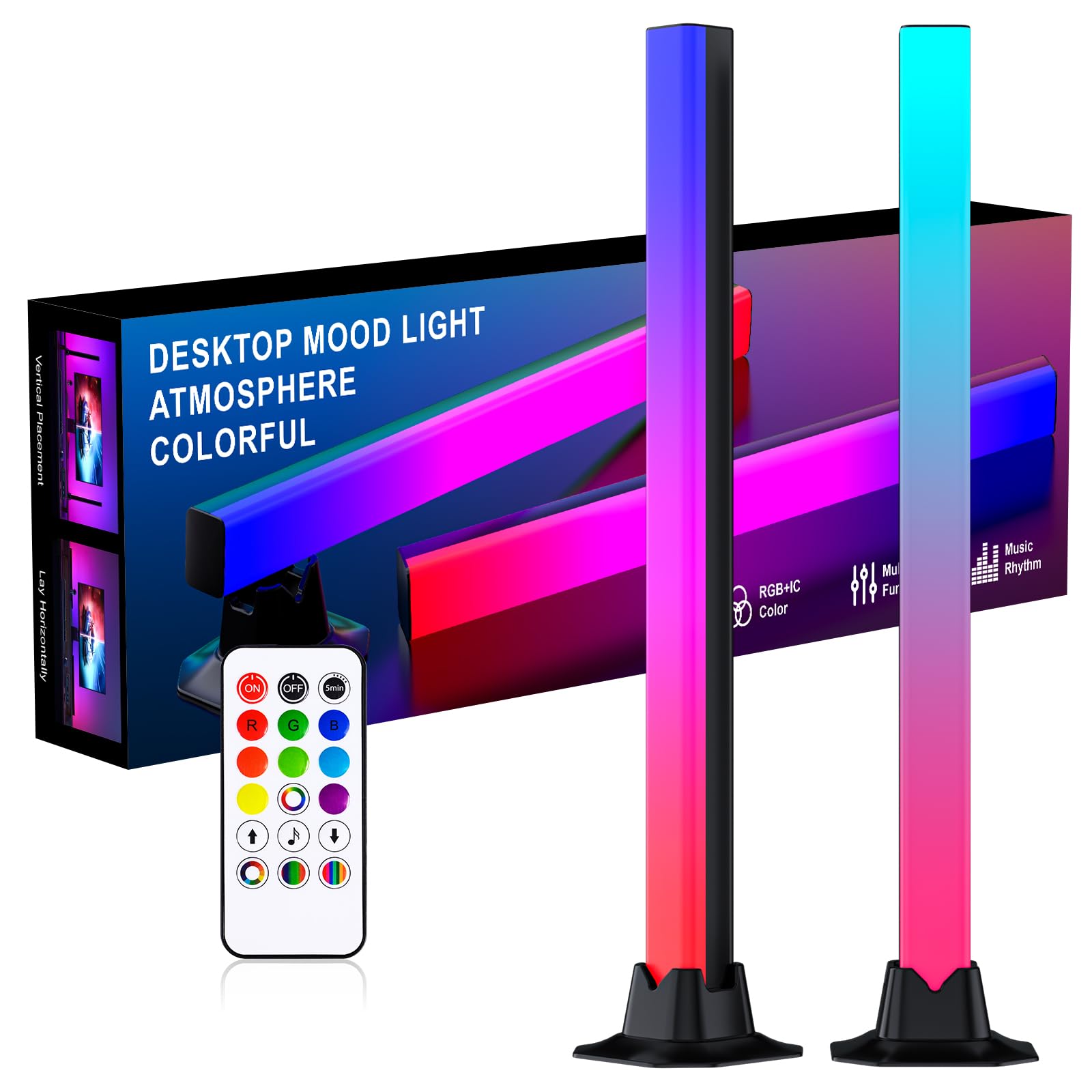 MIWATT 42CM LED RGB Light Bar Lamp,Smart Lighting Tower Starter Kit with Remote for PC, TV, Gaming Room and Computer Case