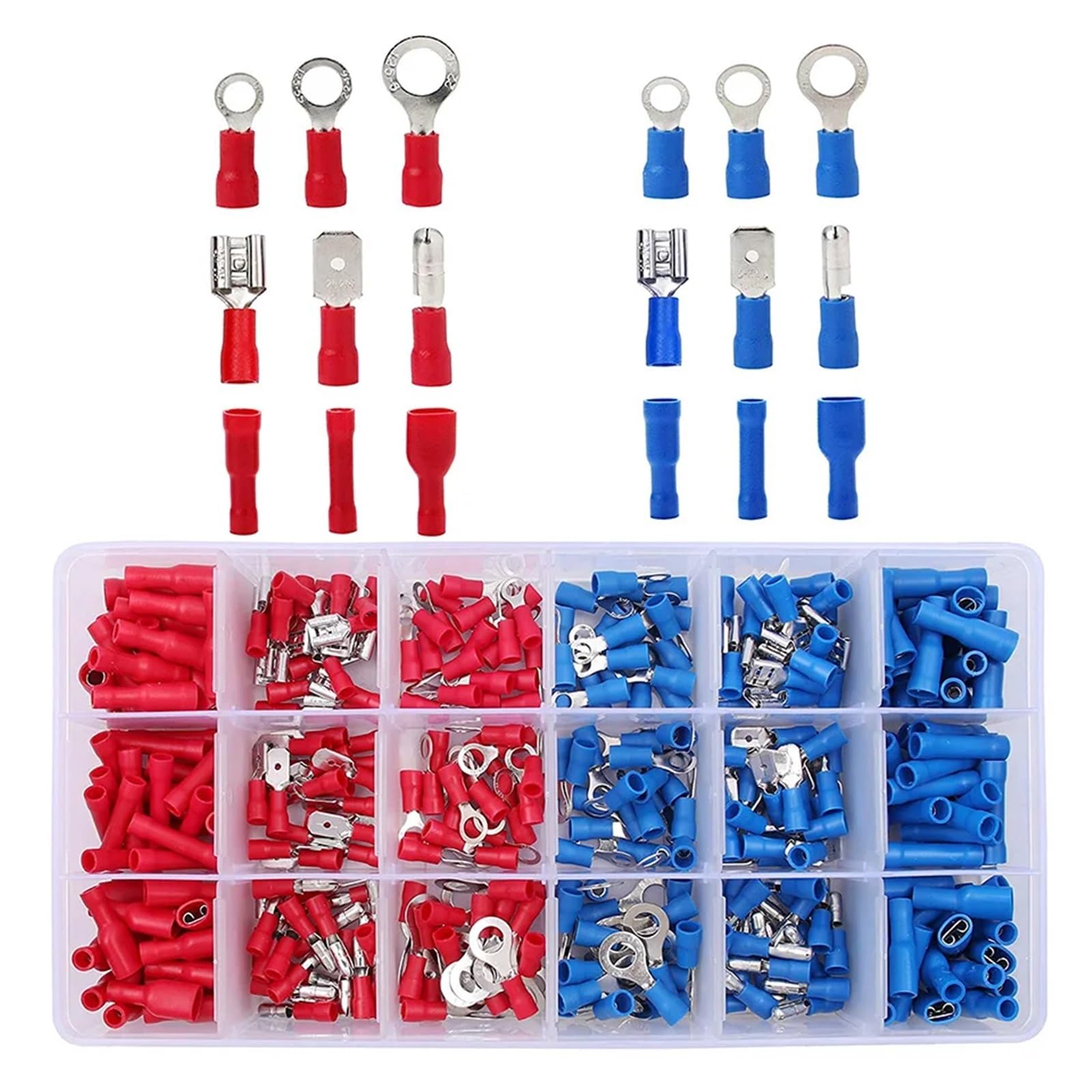 360 Pcs Wire Mixed Assorted Lug Crimp Ring Terminals Spade Insulated Electrical Connectors Set