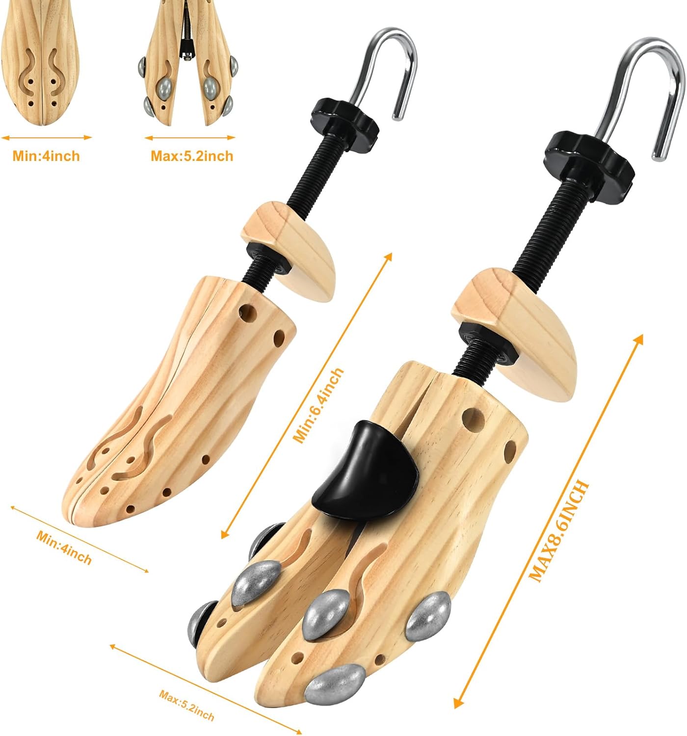 eachway Wooden Shoe Stretcher Men Women,Premium 4-Way Shoe Tree Stretch Length Width for Wide Feet - Image 3