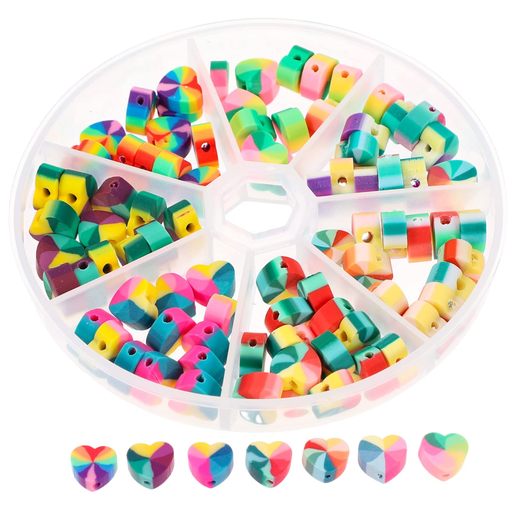 OSALADI 3 Boxen Regenbogen Liebesperlen Spacer Schmuck Herz Groß Für Schlüssel Schnell Diy-perlen Abstandsperlen Zum Basteln Polymer-ton