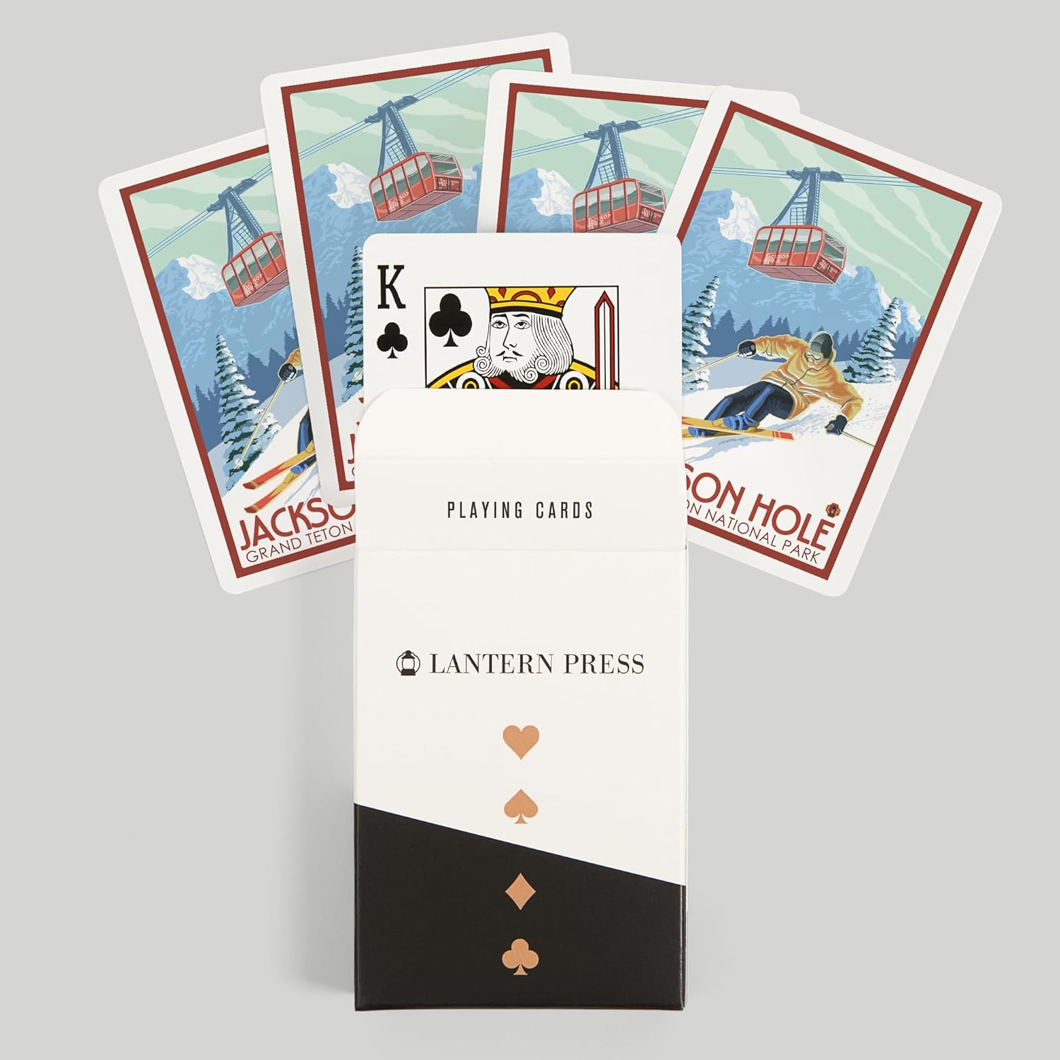 Lantern Press Jackson Hole, Wyoming, Grand Teton National Park, Skiing, 52 Playing Cards for Adults, Poker Size Card Deck