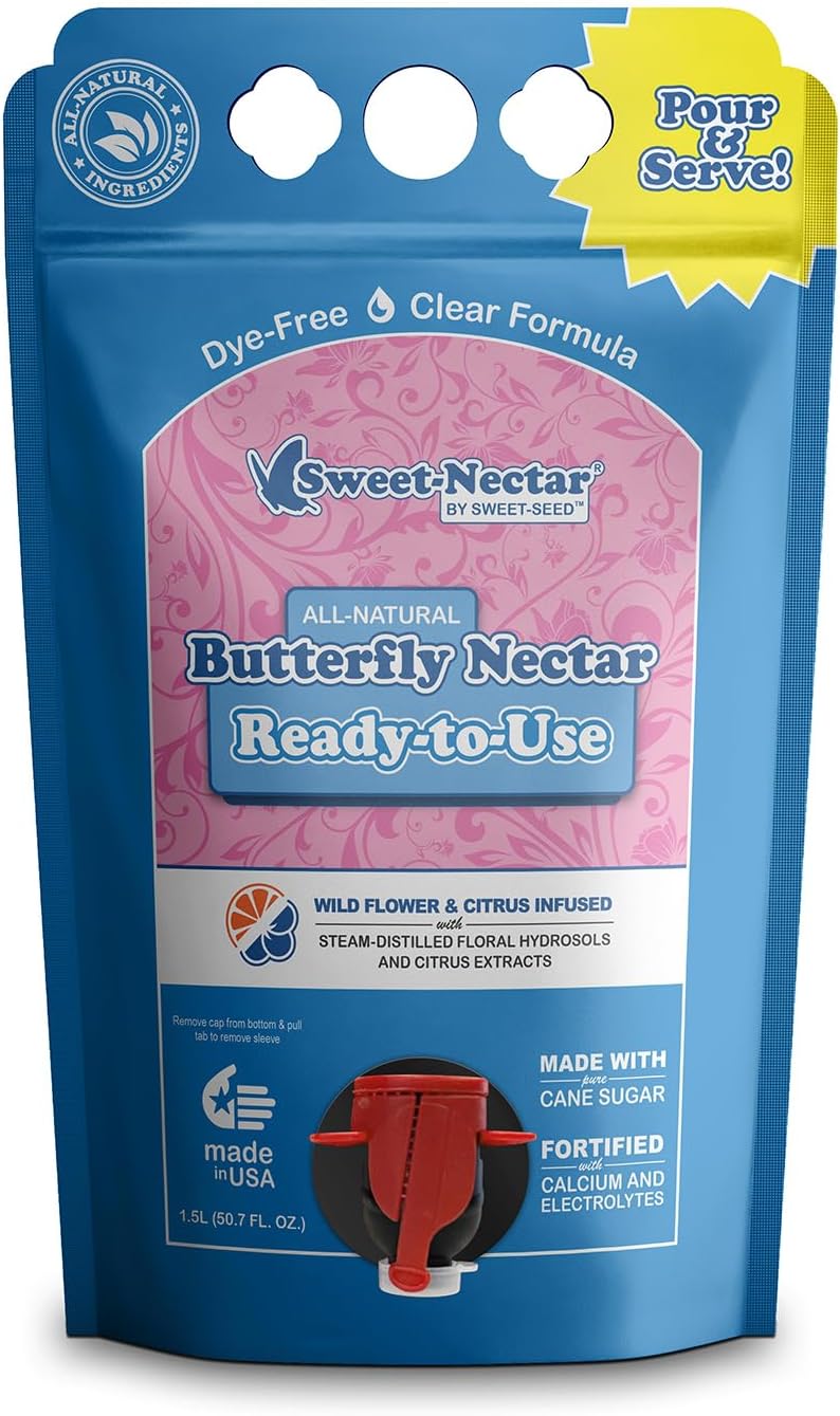 sweet-seed Butterfly Nectar 1.5L, Ready to Use - Extends The Life of Nectar for Butterfly Feeders