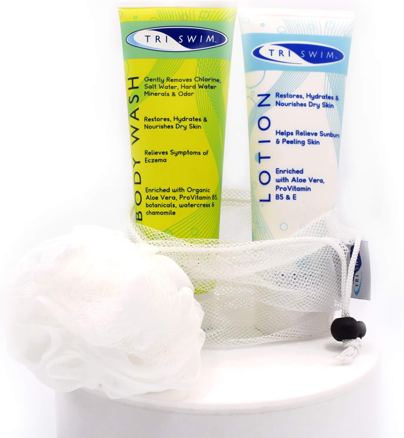 TRISIWM Chlorine Out Body Wash & Lotion Gift Set with Loofah in Mesh Bag