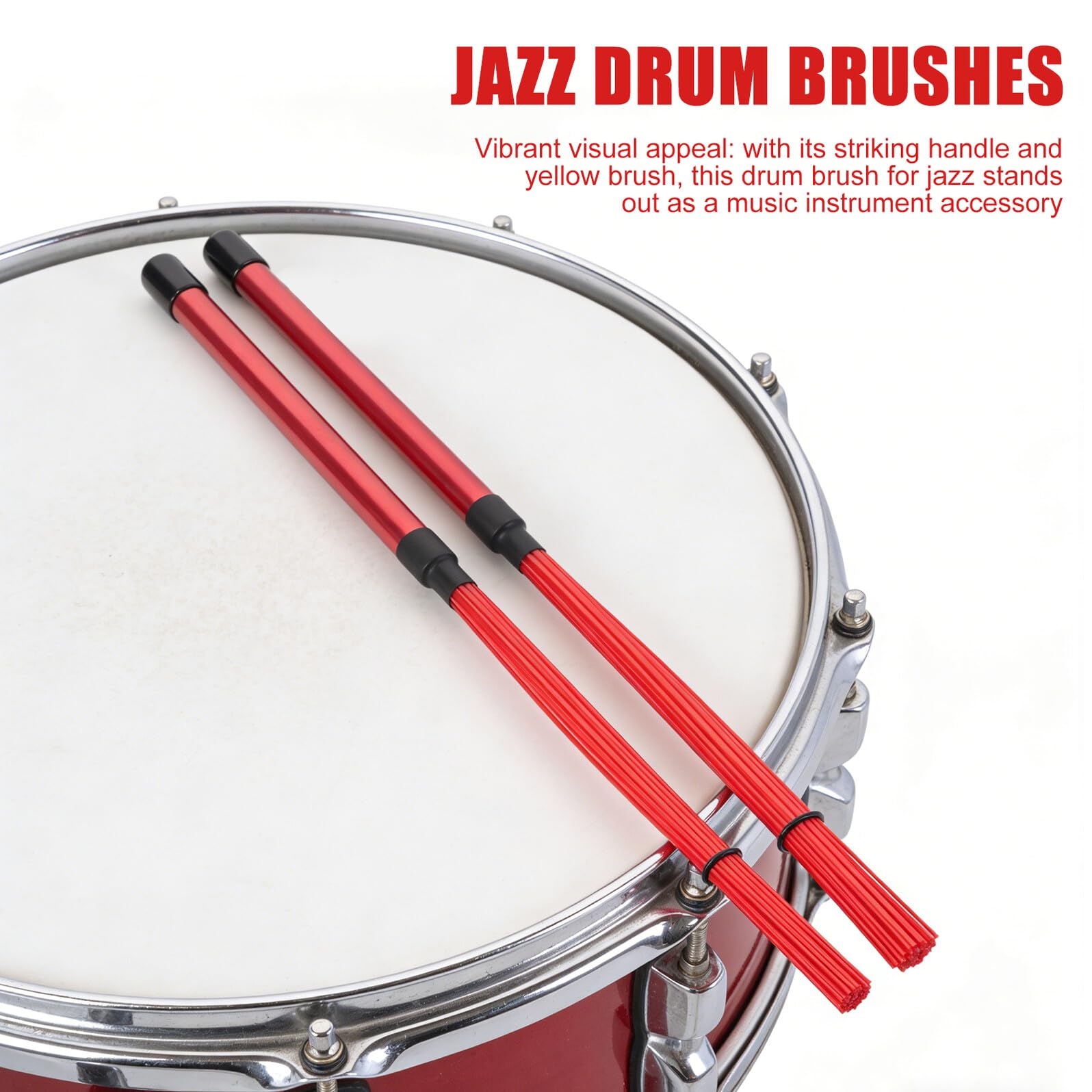 UPKOCH Jazz Schlagzeugbesen Nylonbesen mit Aluminiumgriff Rot Drahtbürsten für Jazz Cajon Percussion Erwachsene