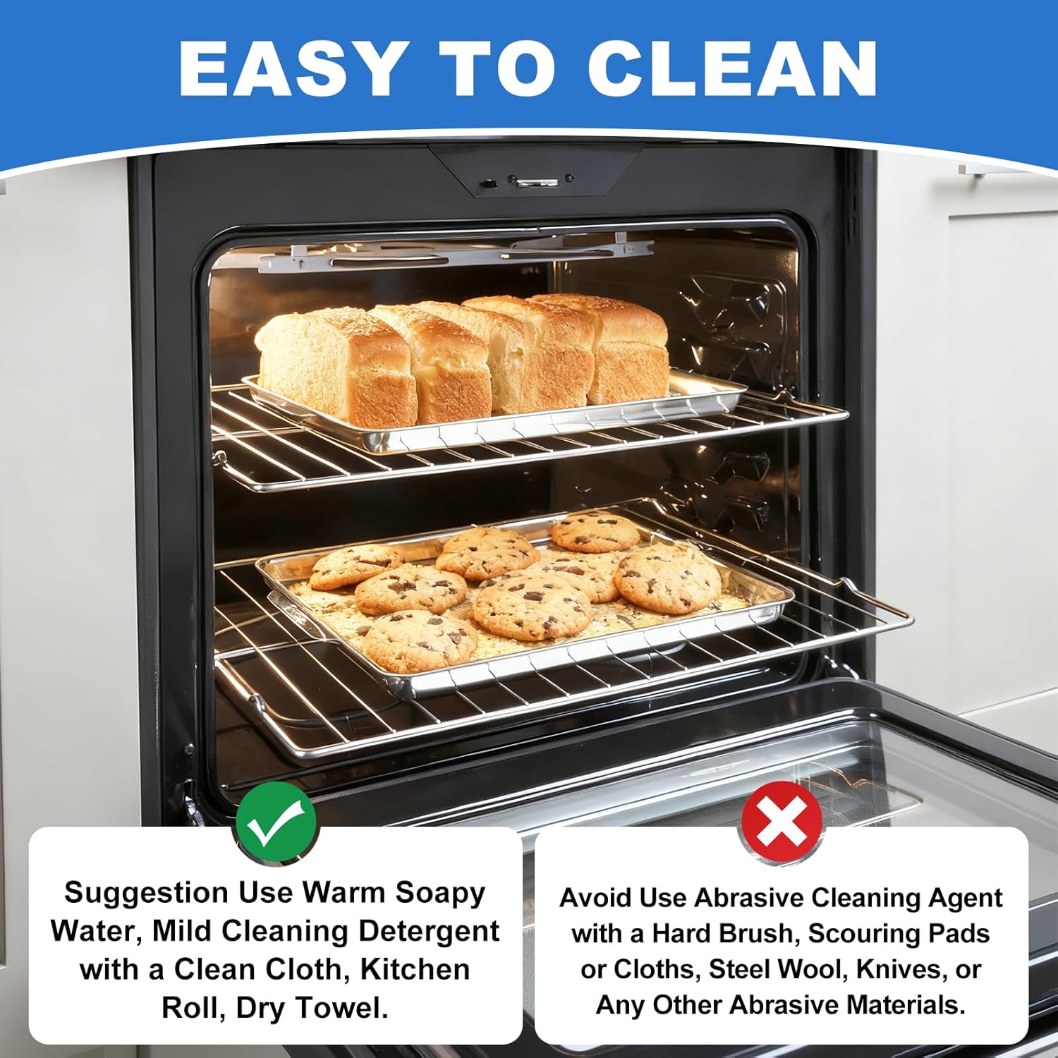 Upgraded MHL63411403 Oven Rack Replacement 24.6 x 16.2 304 Stainless Steel Range Shelf Compatible with LG Stove LDG4313ST LREL6323S Replaces MHL63411401 MHL63411402 MHL62112101, 2 Pack