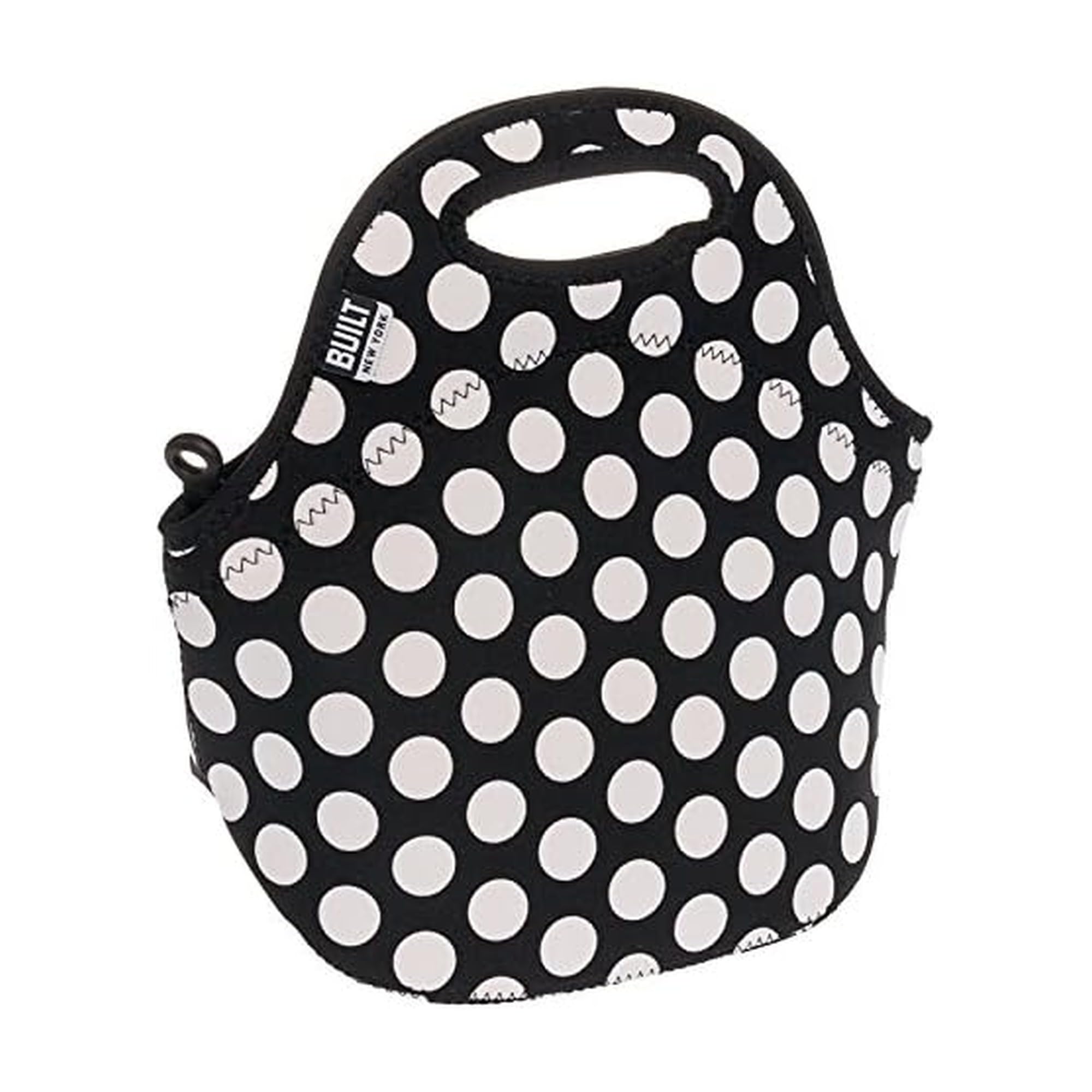 BUILT Soft Neoprene Lunch Tote Bag - Lightweight, Insulated and Reusable One Size Big Dot Black & White LB31-BBW