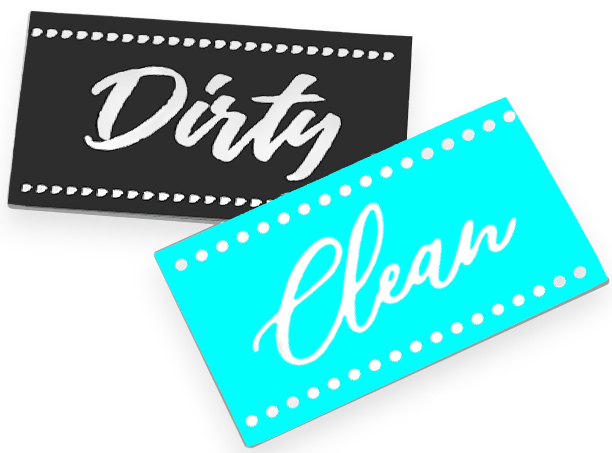 GLUN® Magnetic Clean and Dirty Bathroom Sign Batches, Kitchen Tile Sign with Metallic Sheets, Waterproof Super Strong Magnetic Tile, Easy to Read Sign Set