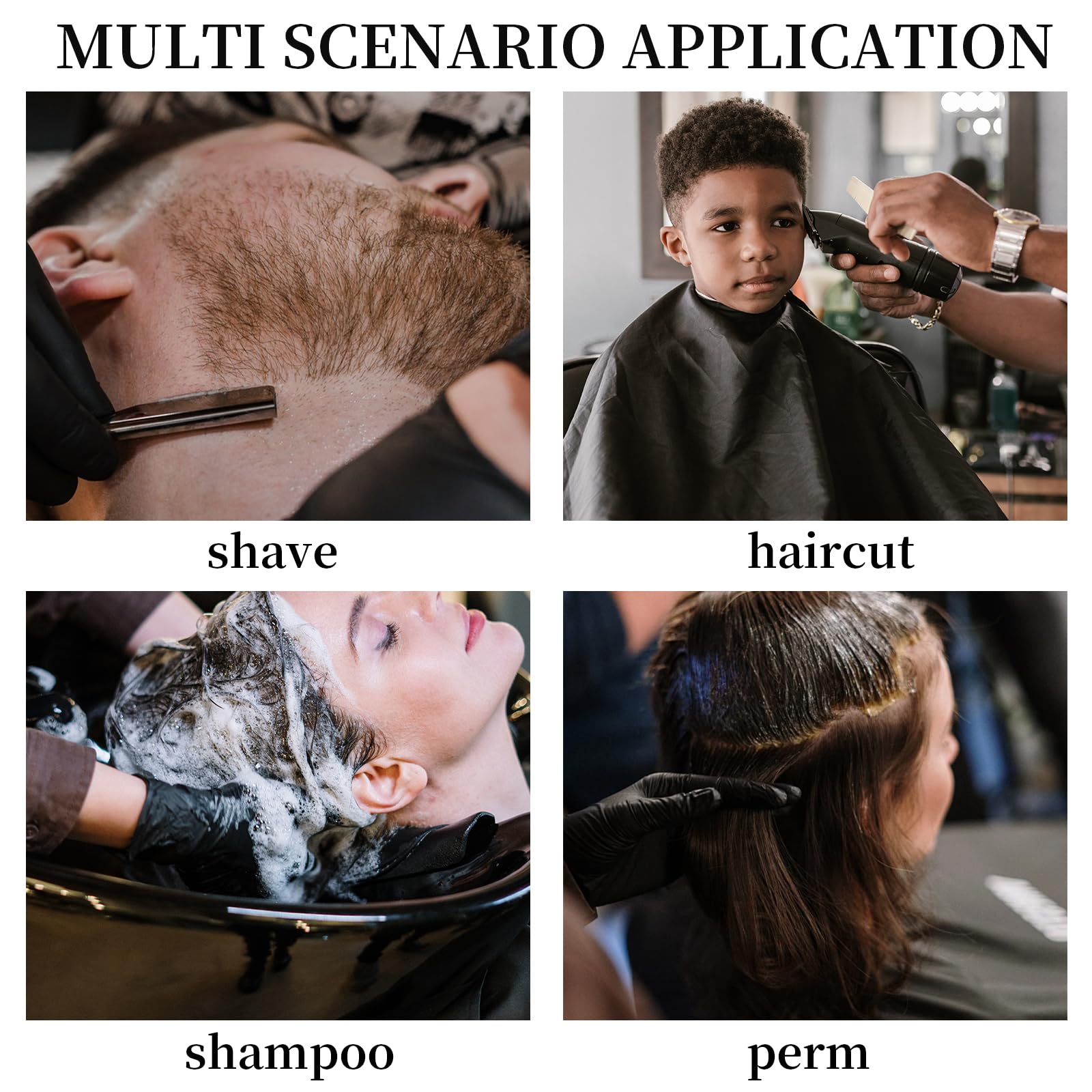 Capa Peluqueria Hombre 6 Botones Ocultos Capa Peluqueria Lavable A MáQuina Y De Secado RáPido Capa Barbero Negro 140x120 cm — view 6