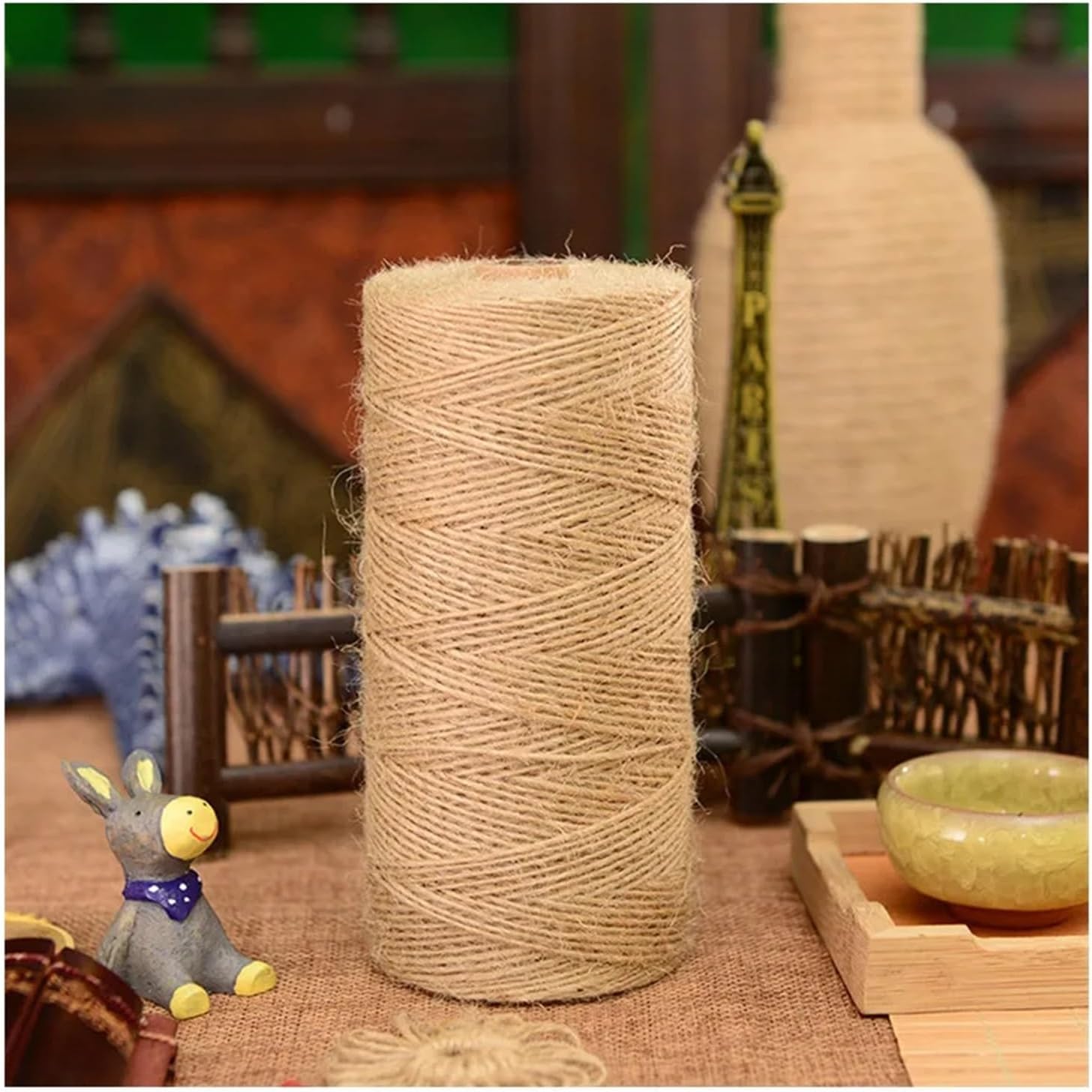 1 roll 50m Natural Jute Twine Home Decoration Retro Style DIY Craft Rope Decorative Rope 1-14mm Diameter Handmade(6mm 50m)