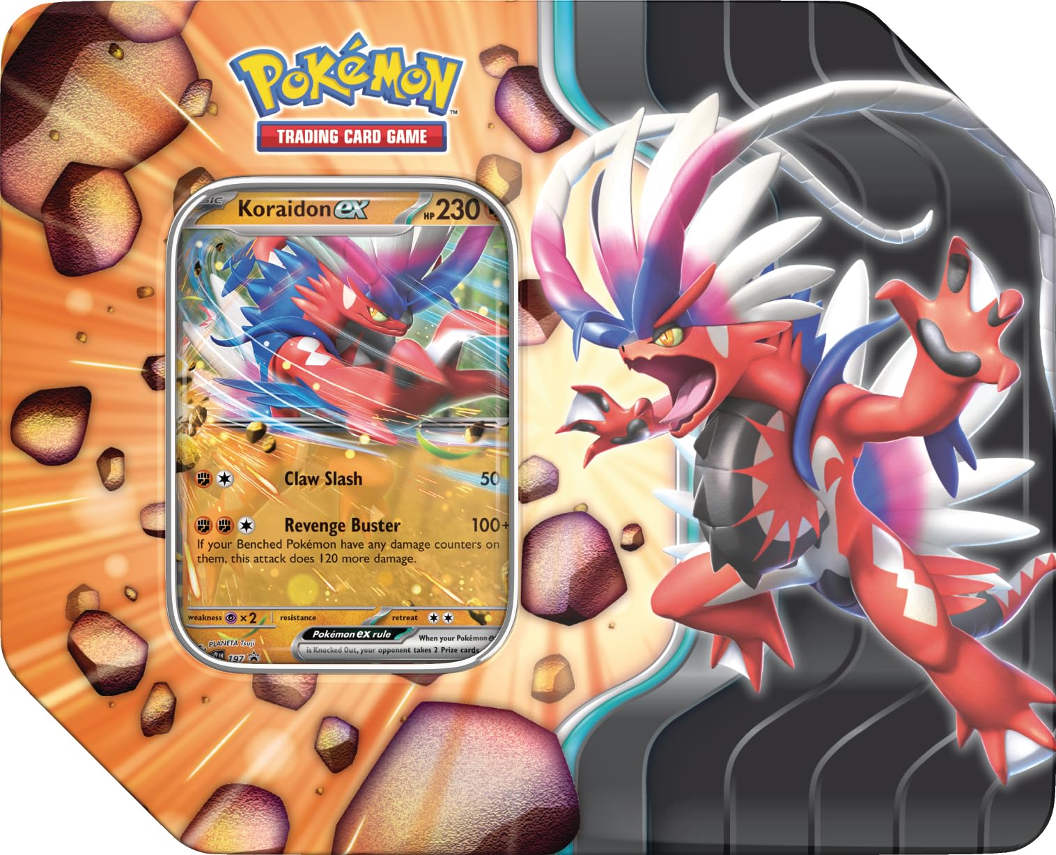 Amazon.com: Pokemon TCG: Slashing Legends Tin - Koraidon ex - 5