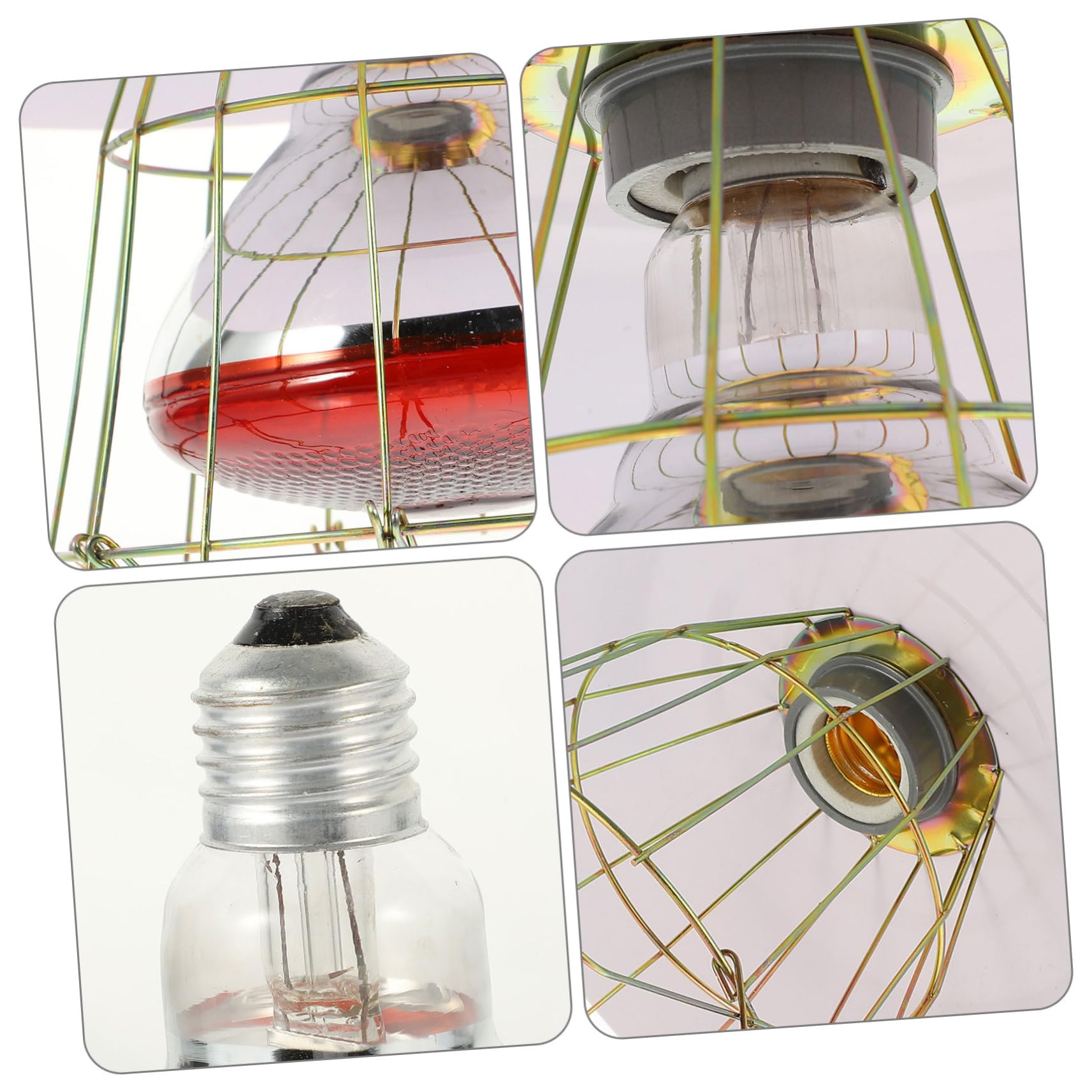 Lampada Riscaldante per Gabbie Animali Domestici 250w Copertura in Rete Resistente, Luce Sicura per Rettili e Bestiame, Set 4-in-1 per Allevamento in Ambienti Colore Casuale