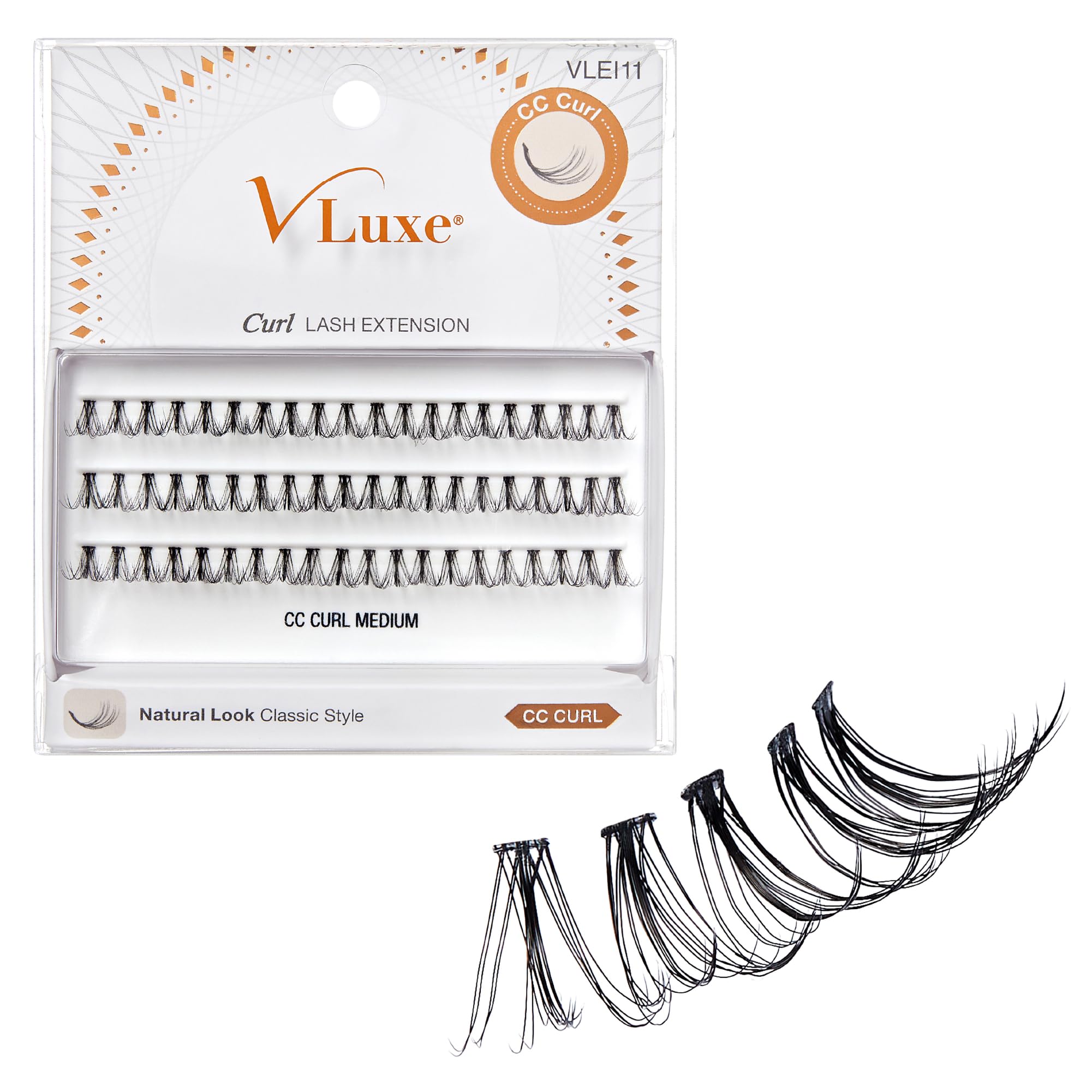 VLuxe CC Curl Lash Cluster Eyelash Extensions Classic Style 20D Volume Individual False Eyelash for Professionals Enhanced Natural