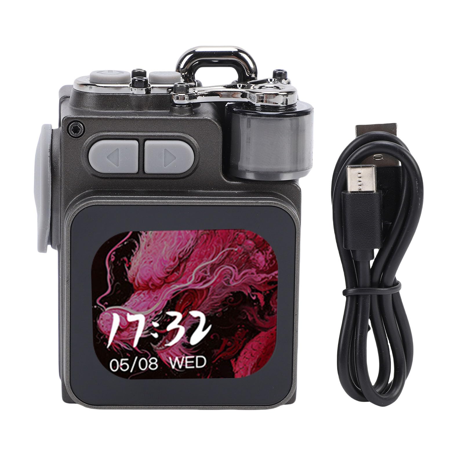 Altoparlante Bluetooth in Metallo con Schermo HD, Portatile | Altoparlante da viaggio robusto con gancio a fibbia per feste, spiaggia, casa, campeggio, escursionismo, batteria da 1200 mAh