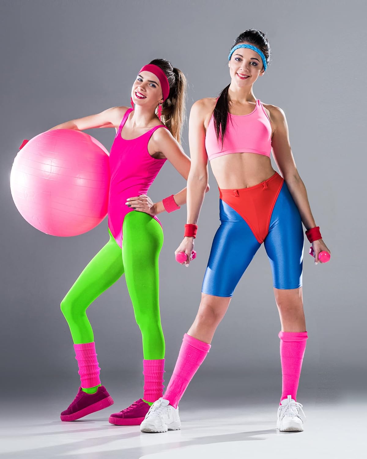 SATINIOR Women 80s 90s Workout Costume Outfit Accessories Set Leg Warmers Headband Wristbands Earrings Swimwear Suit - Image 5