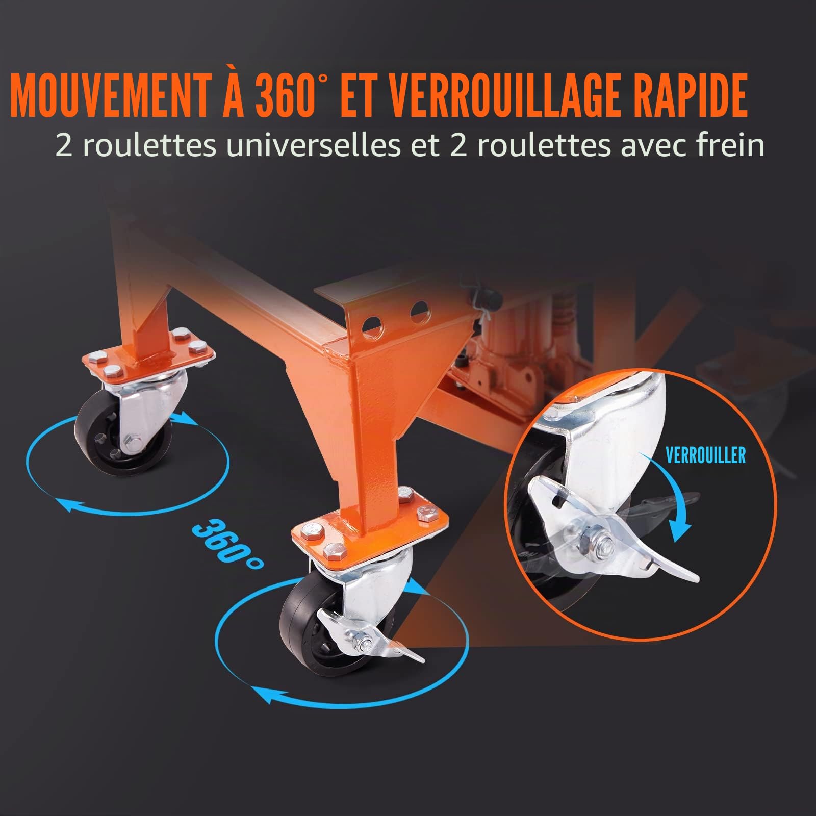 VEVOR Cric de Moto 158 kg Hauteur de Levage 34-90,5 cm Pont Élévateur Hydraulique Plate-Forme 41,5x35 cm Antidérapante Table Élévatrice Moto Roulette Verrouillable Lève Moto Sécurisé Entretien Quad