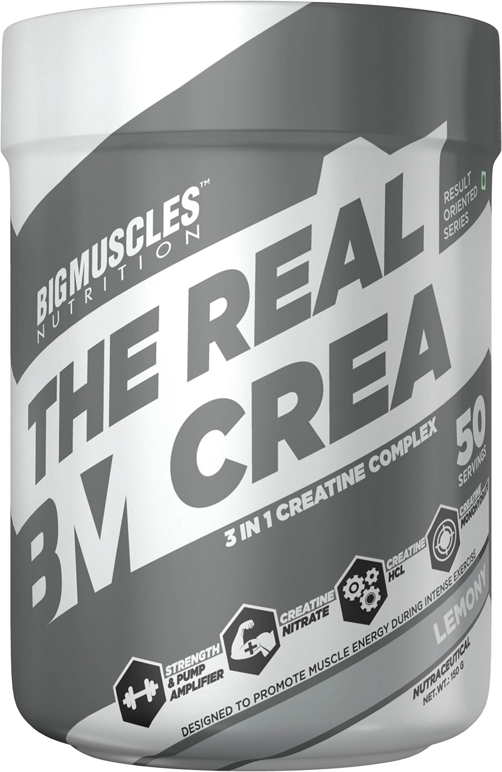 Bigmuscles NutritionReal Crea Micronized Flavoured Creatine Lemony [50 Servings, 150g]