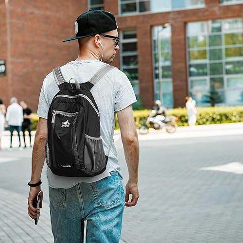 Miniatura 8 de G4Free Mochila de senderismo, resistente al agua, ligera, plegable, para viajes, camping, al aire libre, Negro -, Mochilas Daypack