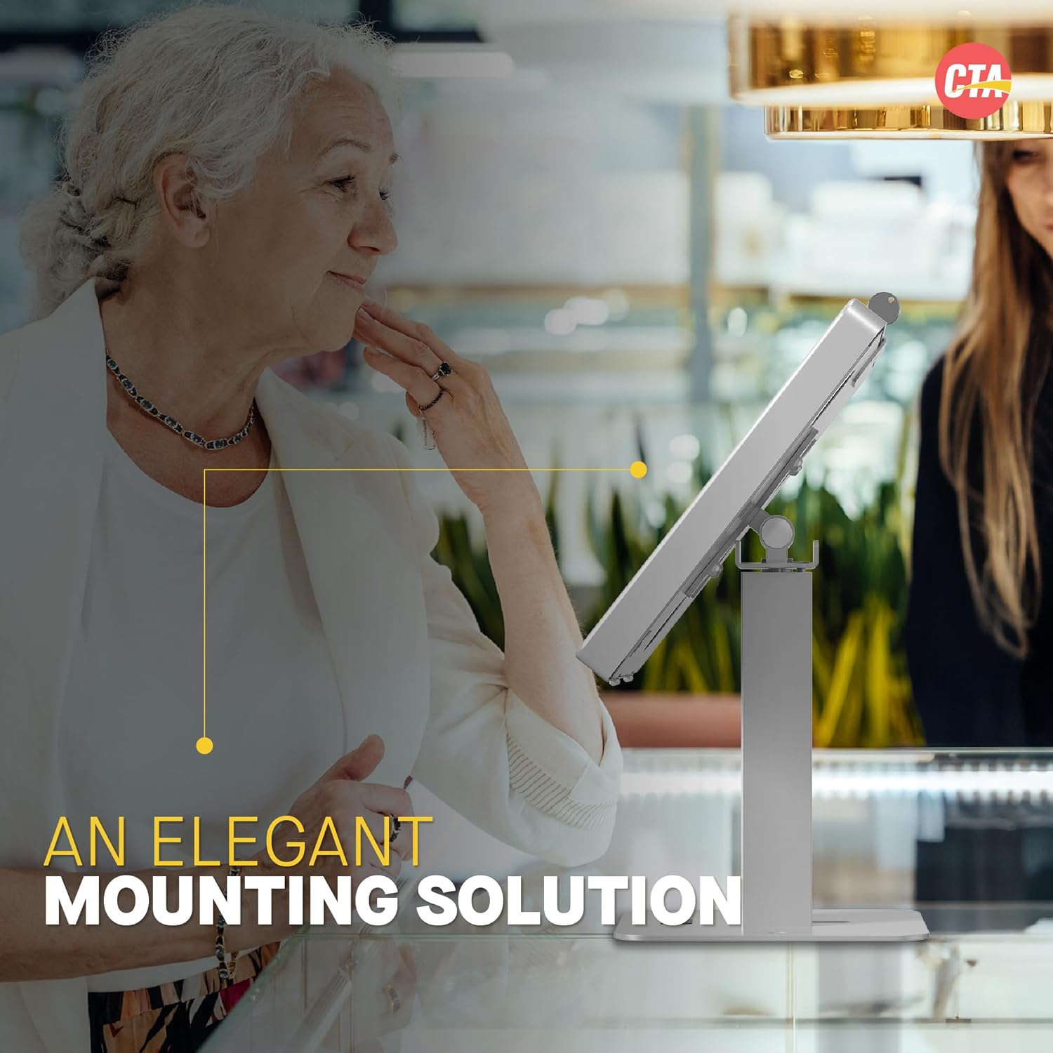 Sleek Rotating POS Desk Mount with Security Enclosure for iPad 10th Gen A16, iPad Air 11" M3 & M2, Pro 11", Galaxy Tab A7 & More - White (PAD-RSDMW)