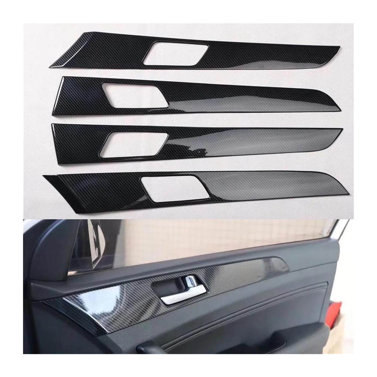 TYTYASS Inner Door Handle for Hyundai for Sonata 9th 2015-2018 LHD Car Door Interior Handle Bowl Cover Trim Styling ABS Molding Protect Line(Black-red)