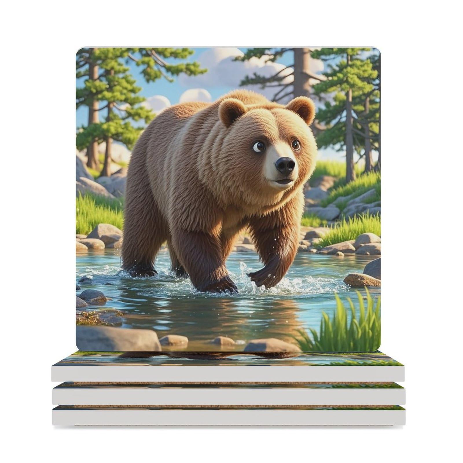 Dessous de verre ours anti-tache pour protéger la table basse