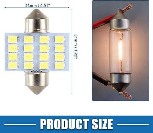 Miniatura 4 de DE3175 DE3021 2835 Chipset 16-SMD 6000K 1.220 in Bombilla LED interior Festoon Puerta Domo Mapa Baúl Carga Cortesía Guantera Bombillas Plástico