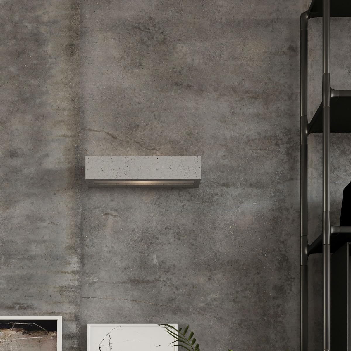 SOLLUX lighting Vega Wandleuchte Innen aus Beton – Wandbeleuchtung für Wohnzimmer und Esszimmer – Lampe für Flur, Betonlampe 50 x 12 x 10 cm