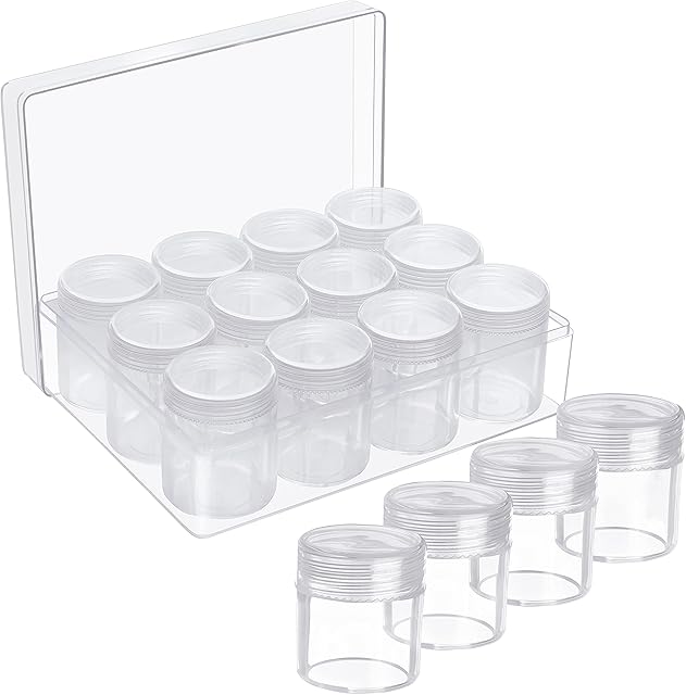 BELLE VOUS Clear Plastic Bead Storage Organiser Box - 12 Removable Compartment Containers with Lids for Diamond Dot Painting Beads, Jewellery, DIY Nail Art, Earrings, Glitter & Embroidery