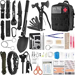 scosao 157Pcs Emergency Survival Kit and Equipment First Aid Kit, Professional Survival Gear Tool Tactical First Aid Kit with Molle Pouch, for Men Camping Outdoor Adventure Hiking Earthquake