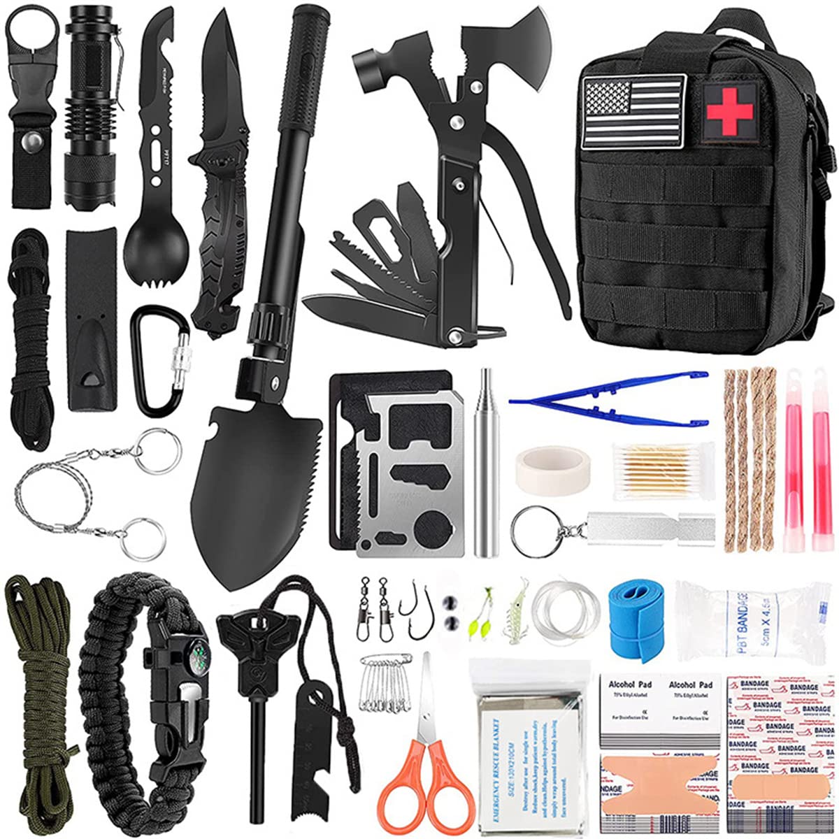 scosao Kit Sopravvivenza 157 in 1, Kit di Sopravvivenza di Emergenza Multiuso Professionale Kit di Pronto Soccorso per Uomini Campeggio Avventura all'aperto Escursionismo