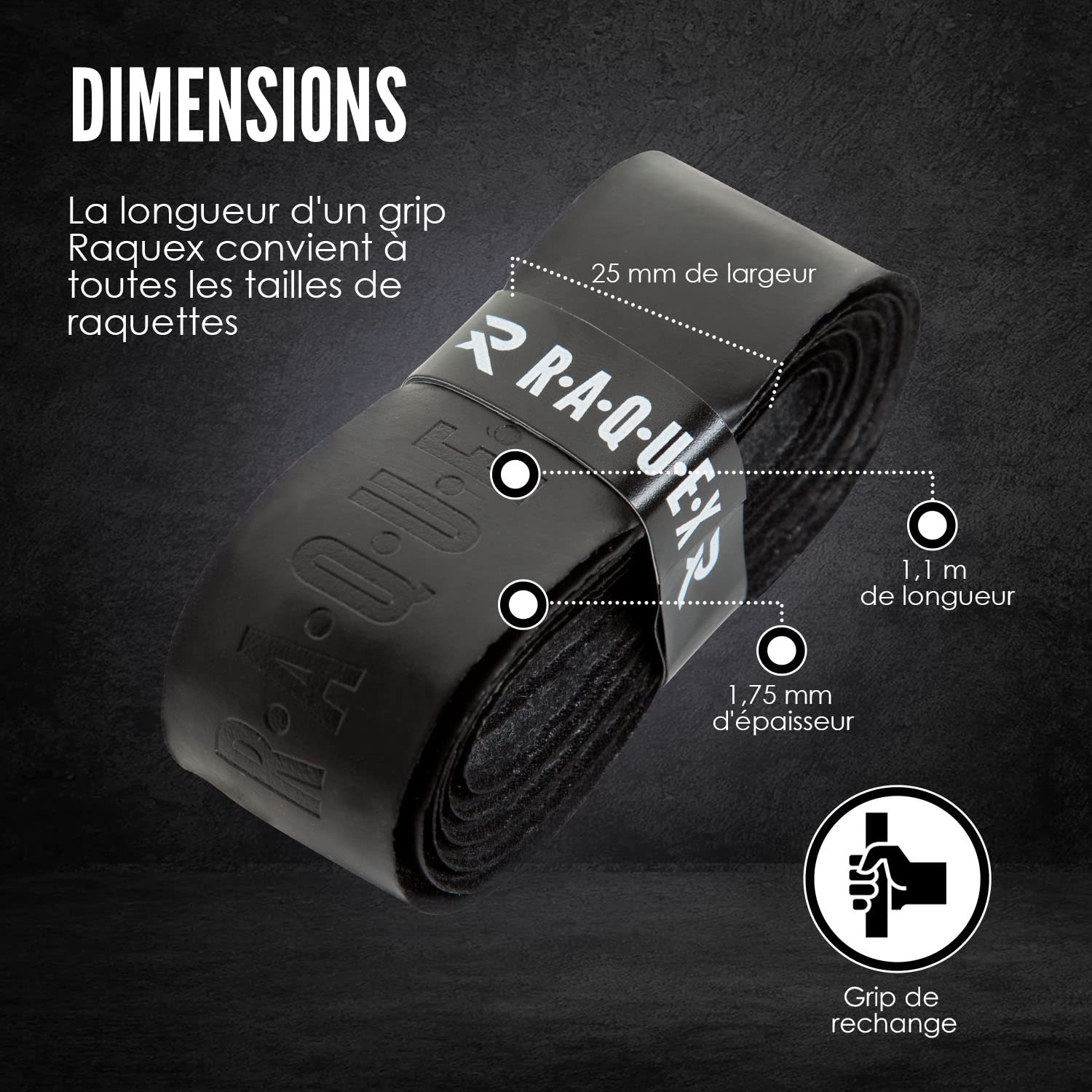 Raquex Enhance Grip pour Raquettes : Grip de Tennis, de Badminton, de Padel, de Squash. 14 Couleurs. Grip de Remplacement Raquette de Tennis Autocollant de qualité supérieure