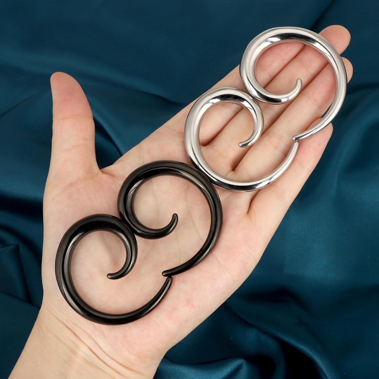 Qmcandy 4pcs Stainless Steel Spiral Tapers for Ear Ear Weights Ear Hangers Piercing Gauges 12g 8g 6g 4g 2g 0g