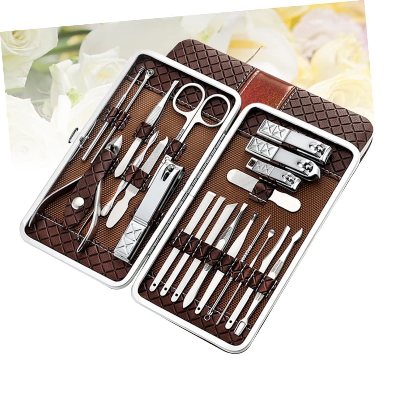 Set 21pezzi di Tagliaunghie in Acciaio Inossidabile Marrone | Design Ergonomico, Quick Nail Shaping, Adatto a Friends e Family Members