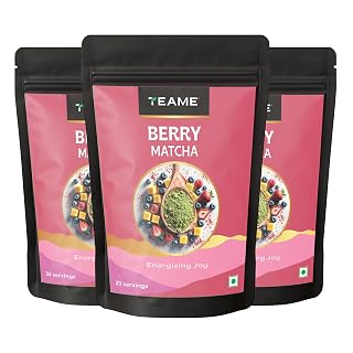 TE-A-ME Berry Matcha Tea Powder, 150g (99 Servings) | Tasty Macha | No Artificial Sweeteners | Premium Grade | Flavoured Matcha