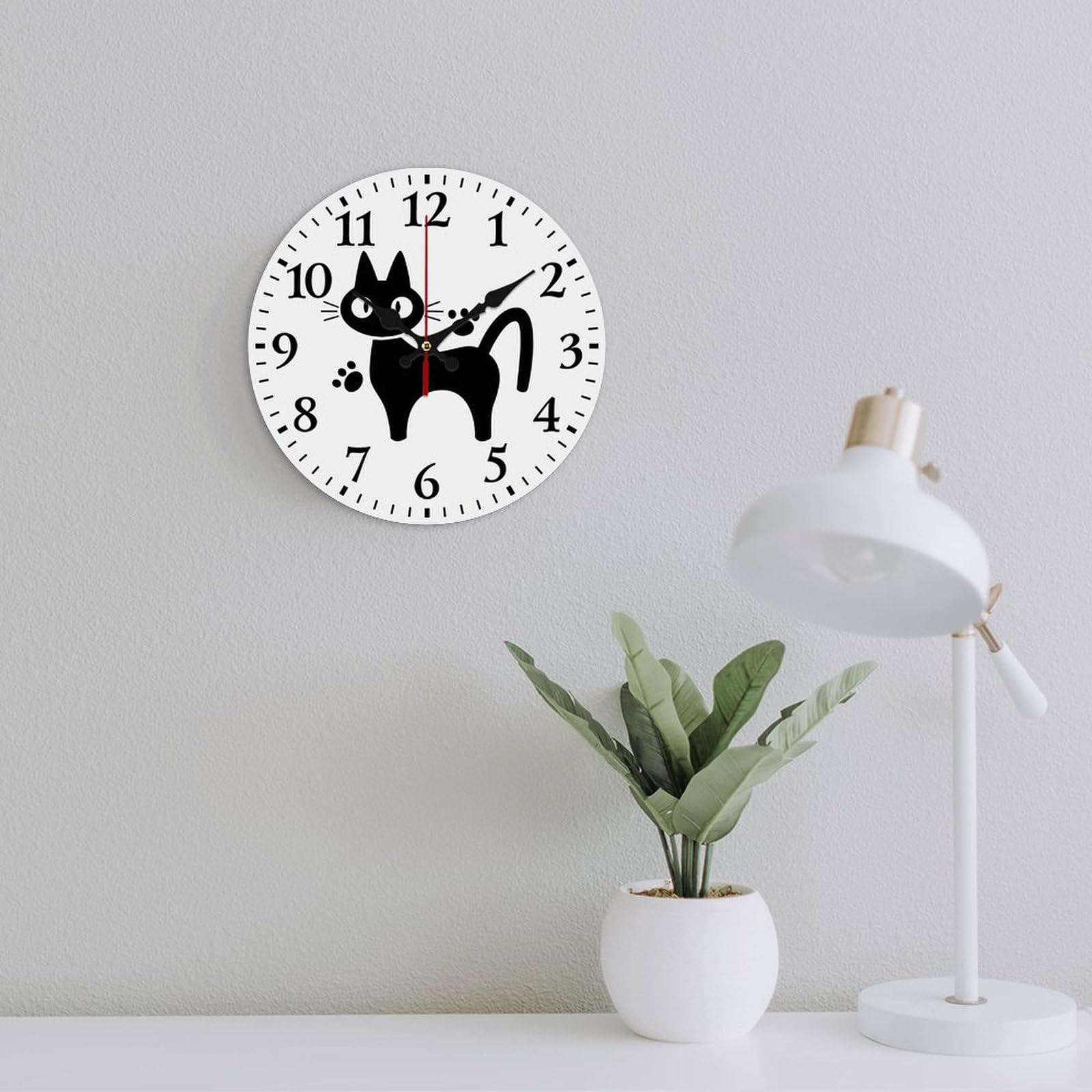 Amazon.co.jp: 黒猫 掛け時計 静音 壁掛け時計 文字盤あり
