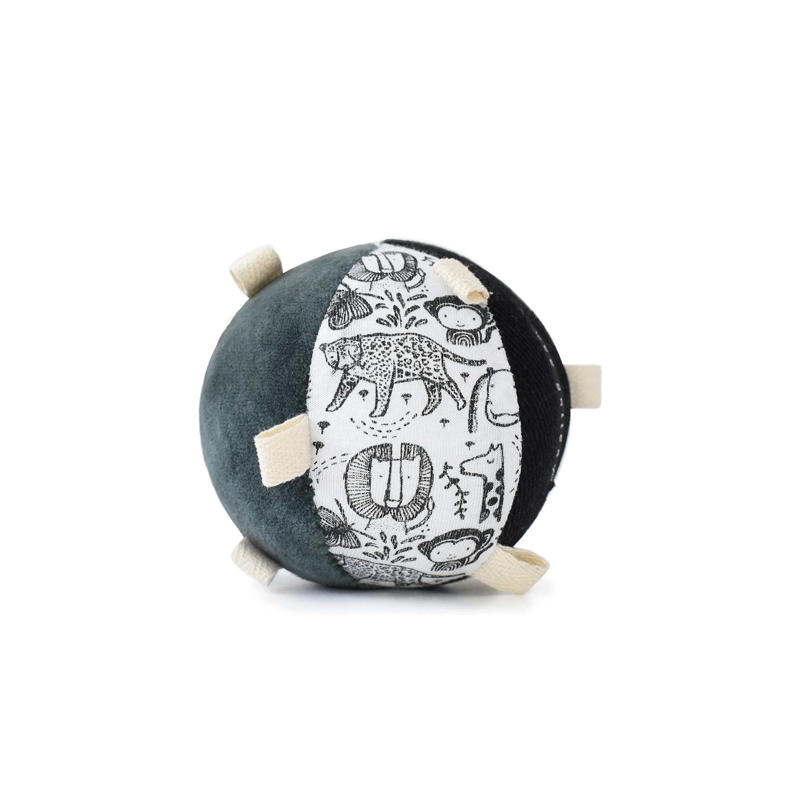 Wee GalleryTaggy Ball with Rattle - Developmental Activity for Babies - Visual Stimulation, Motor Skills, Soft Interactive Sensory Toy for Infant Play