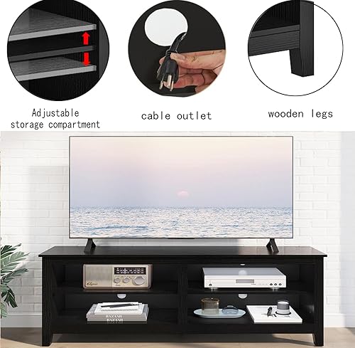 Miniatura 3 de Gyger Soporte de TV para TV de 65 pulgadas con almacenamiento, moderno centro de entretenimiento de TV para dormitorio, mesa consola multimedia de
