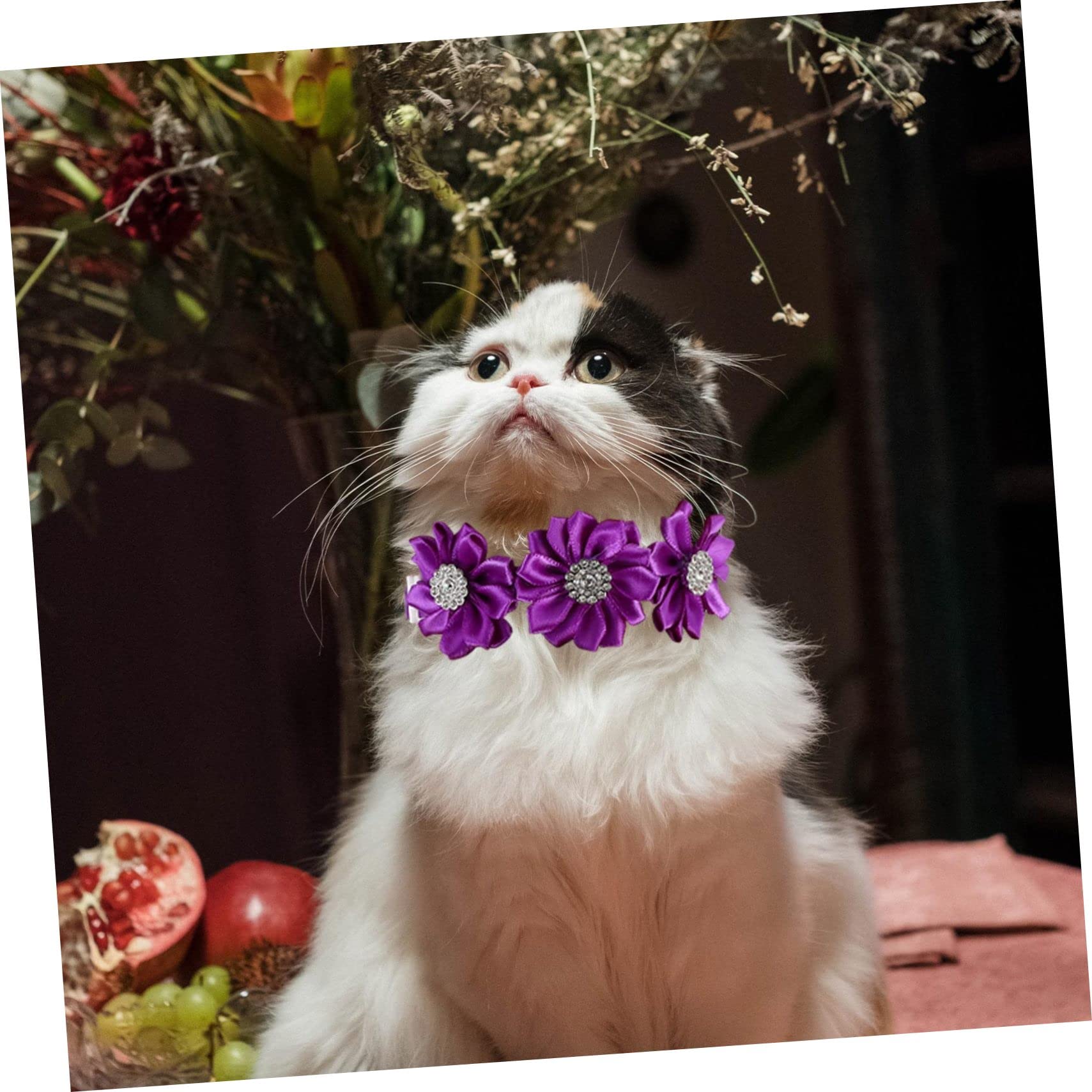 minkissy 36 STK Blumenhalsband für Haustiere Katze Fliege juwelenbesetzt Statement Kette Welpe Strass Blumenkragen Kätzchen Fliege Hündchen Kristallblume Diamant Krawatte Polyester