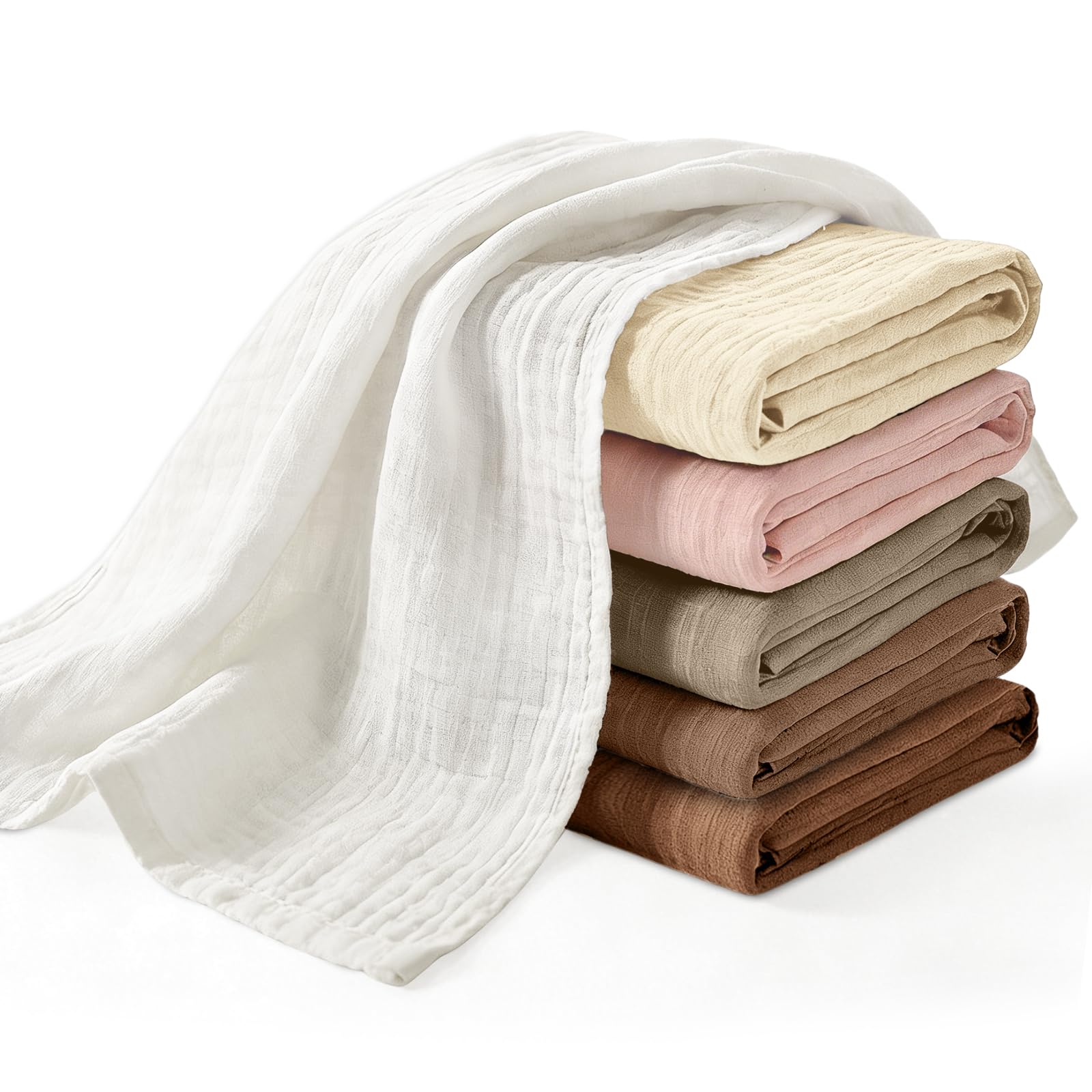 6 Pezzi Confezione Mussole Neonato,100% Mussola di Cotone, Assorbenti e Traspiranti, Essenziali per Neonati, 60 cm x 60 cm